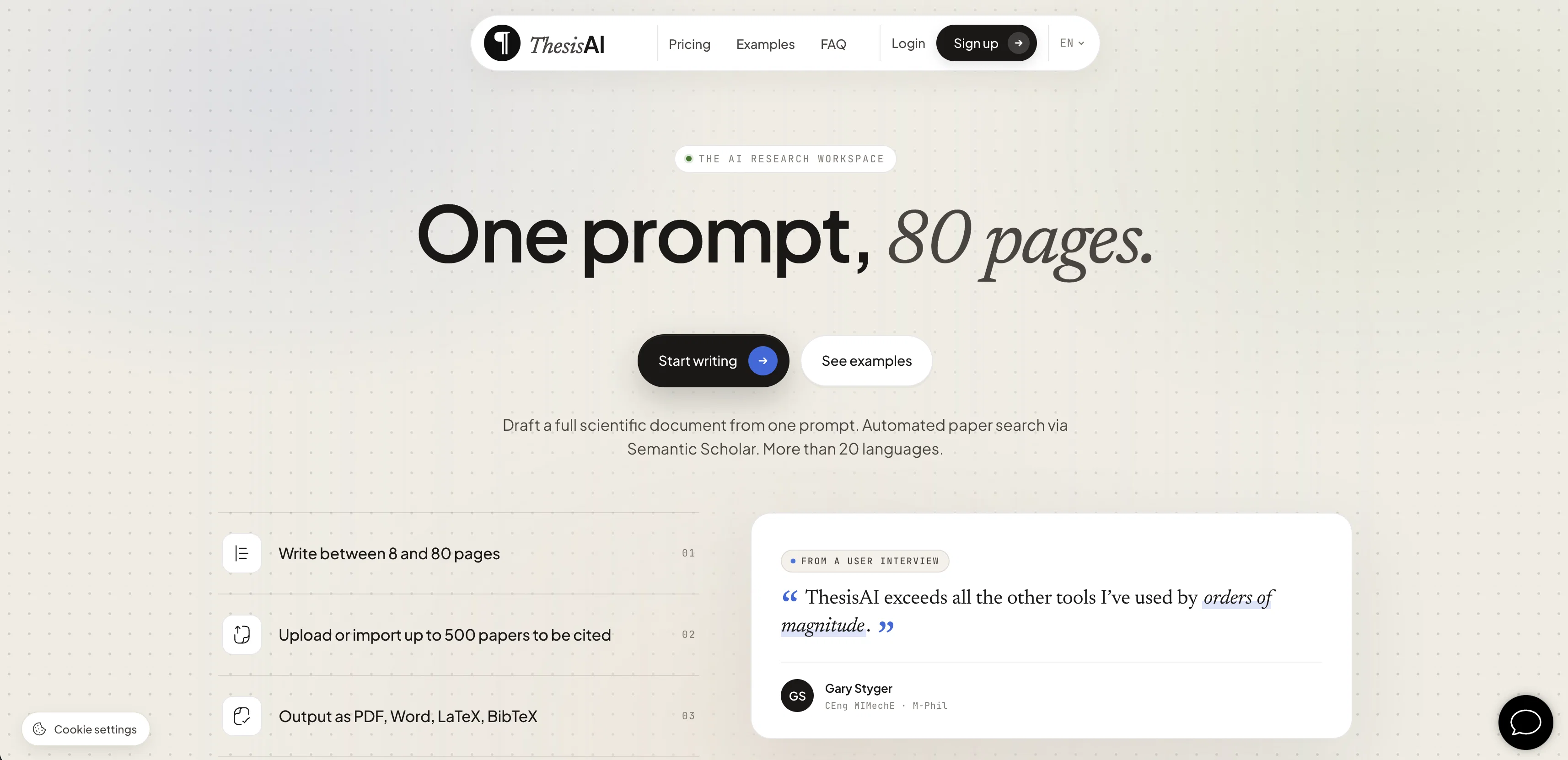 ThesisAI screenshot