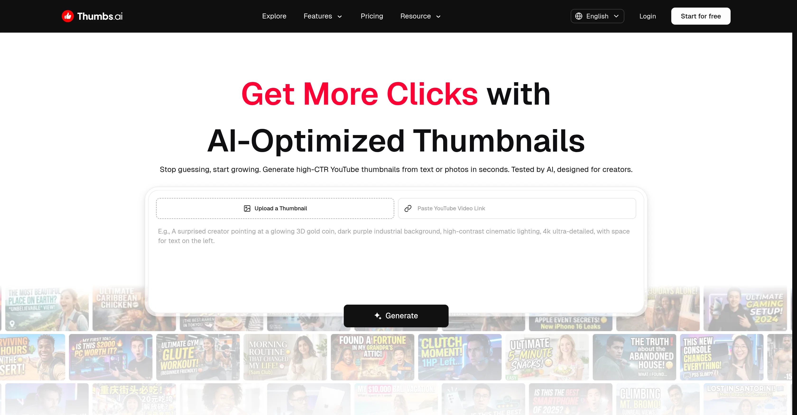 Thumbs AI screenshot