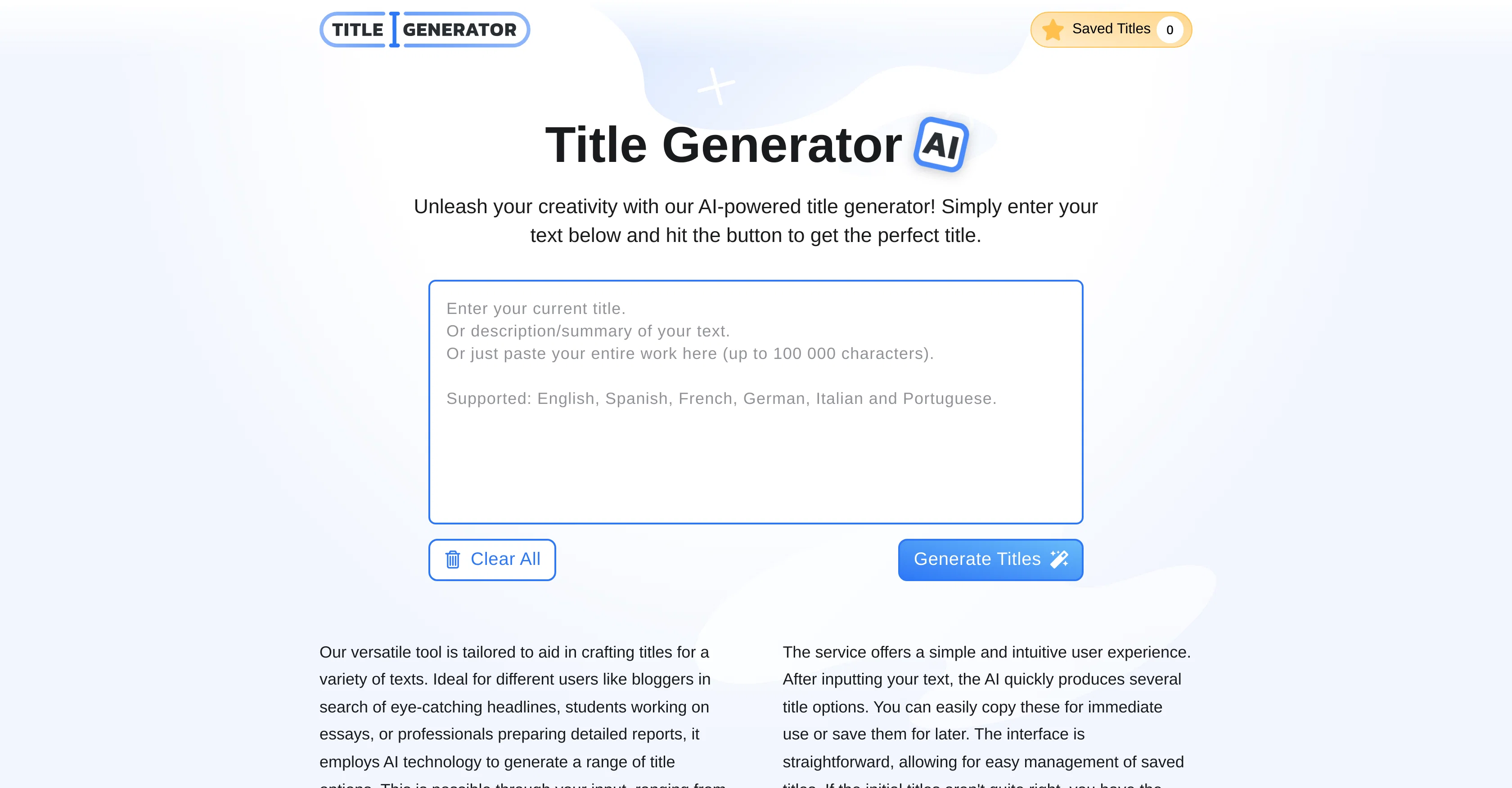 Title Generator screenshot