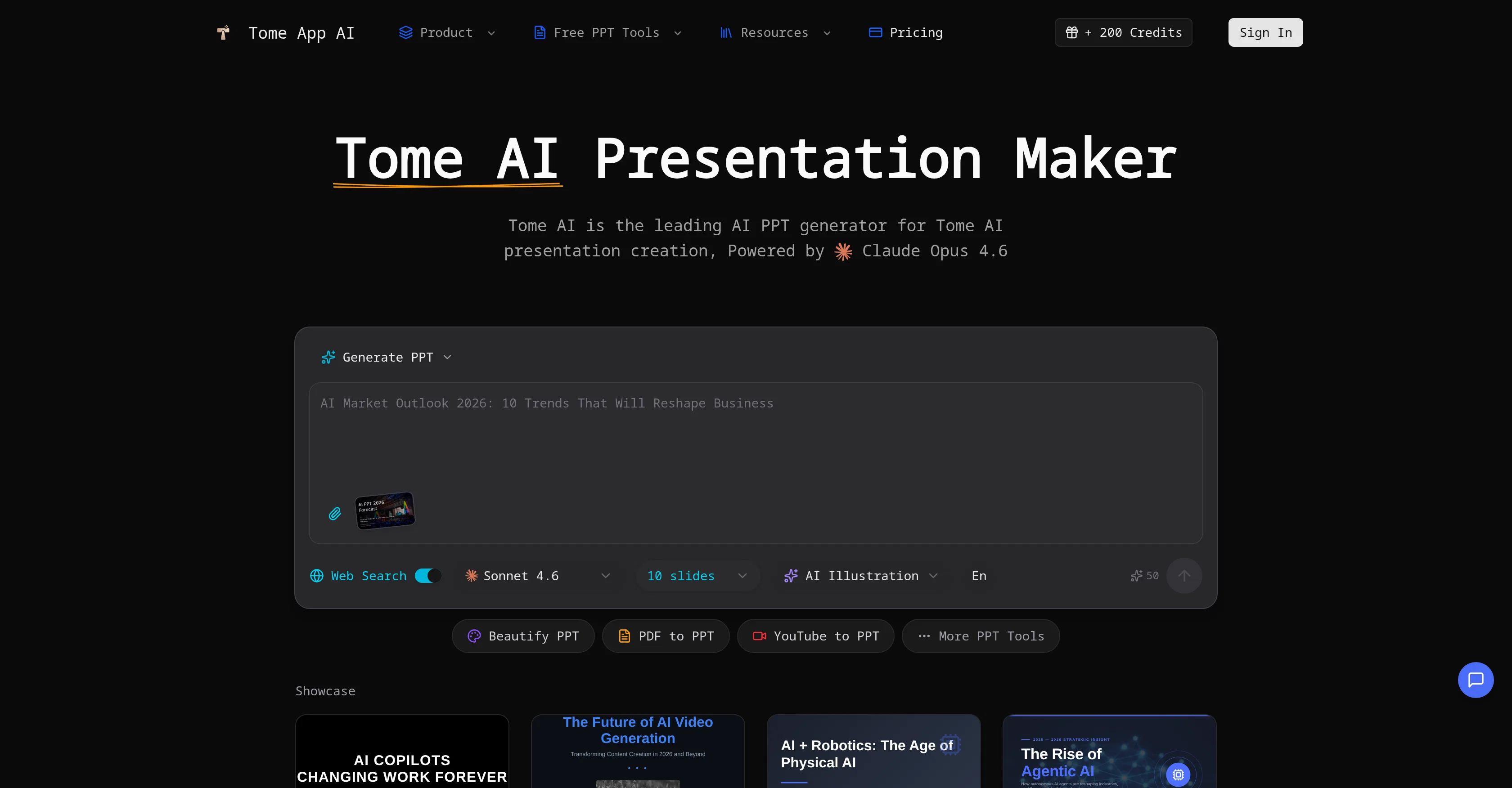 Tome App AI screenshot