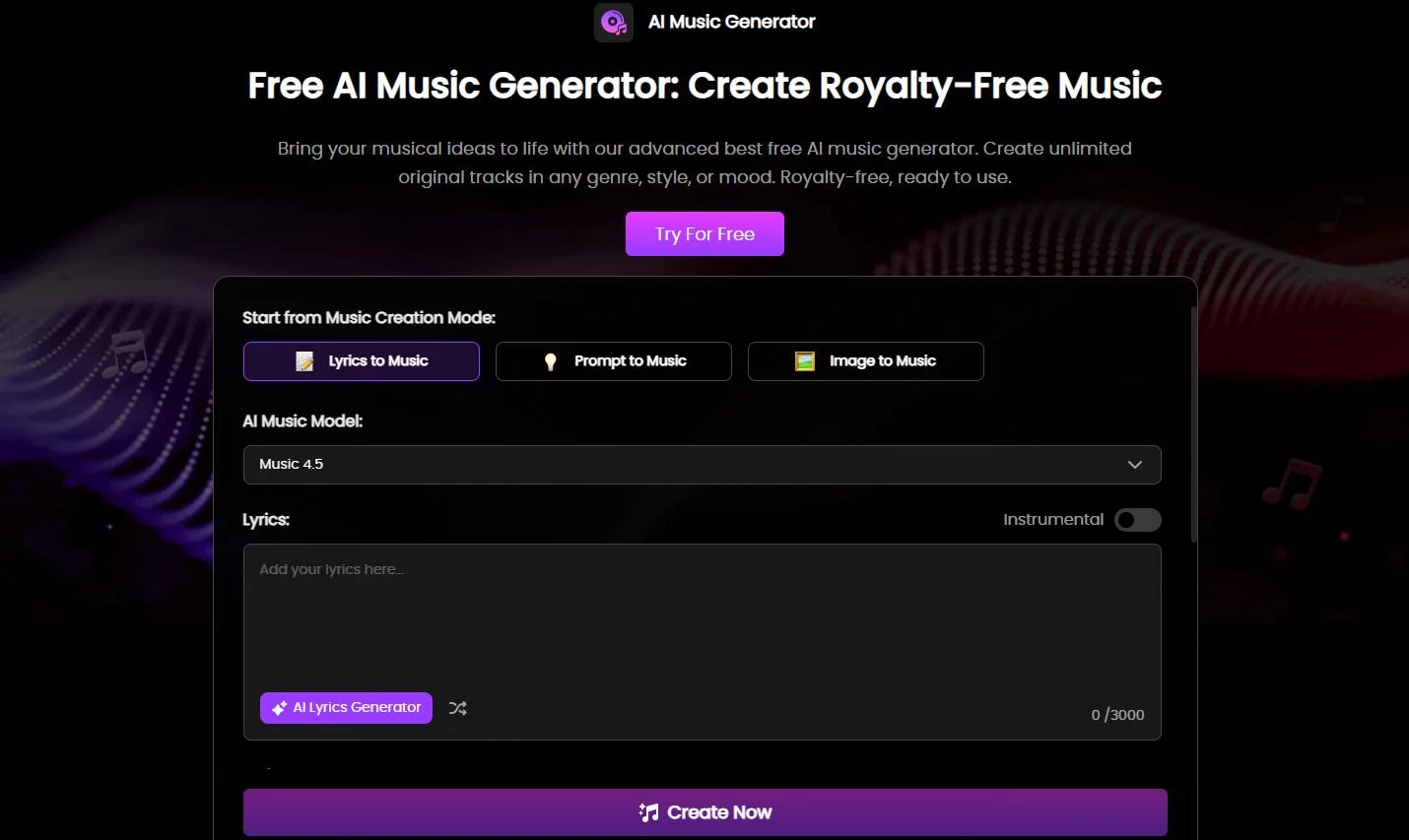 TopMediai AI Music Generator screenshot