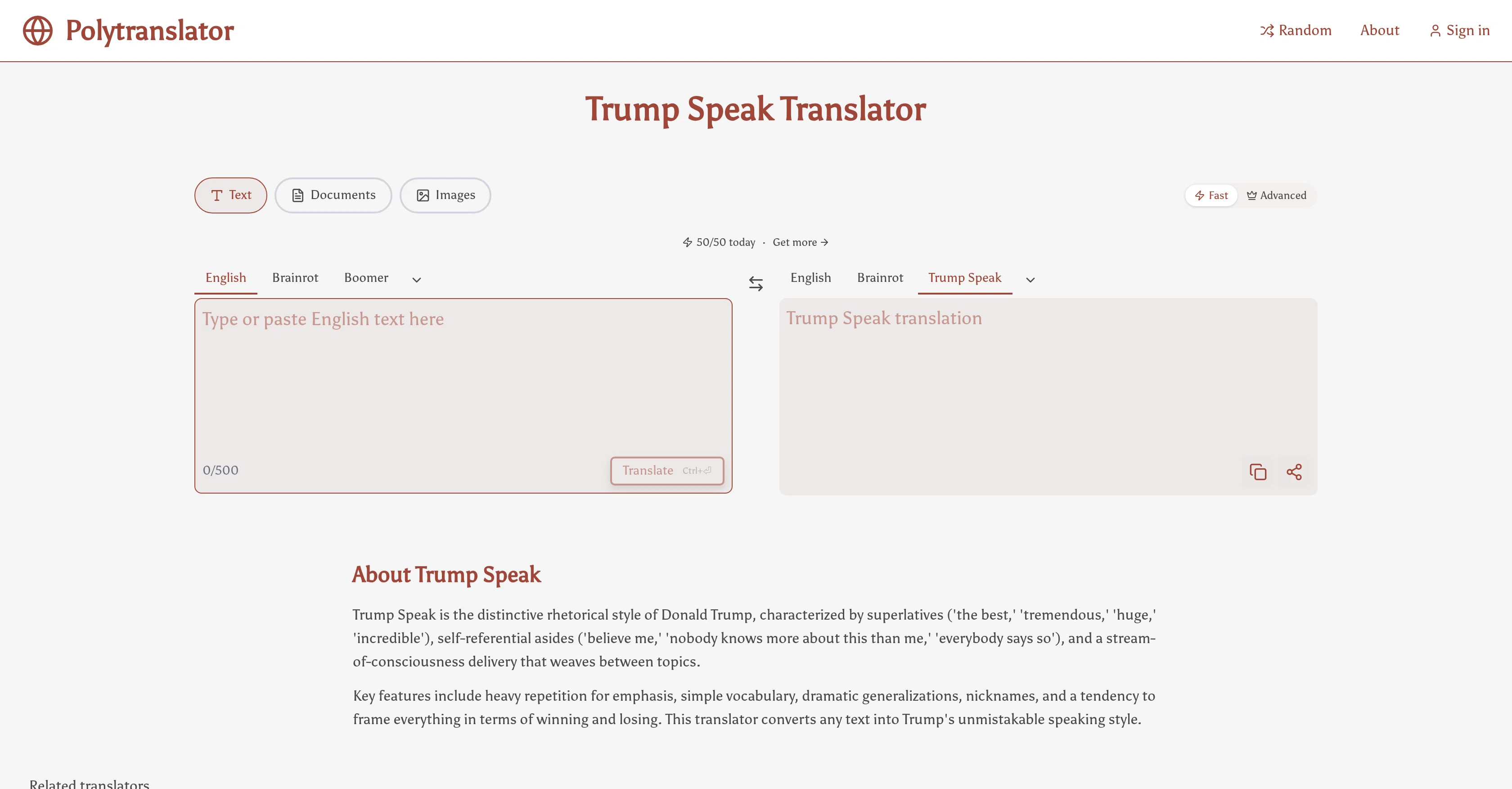 Trump Speak by Polytranslator screenshot