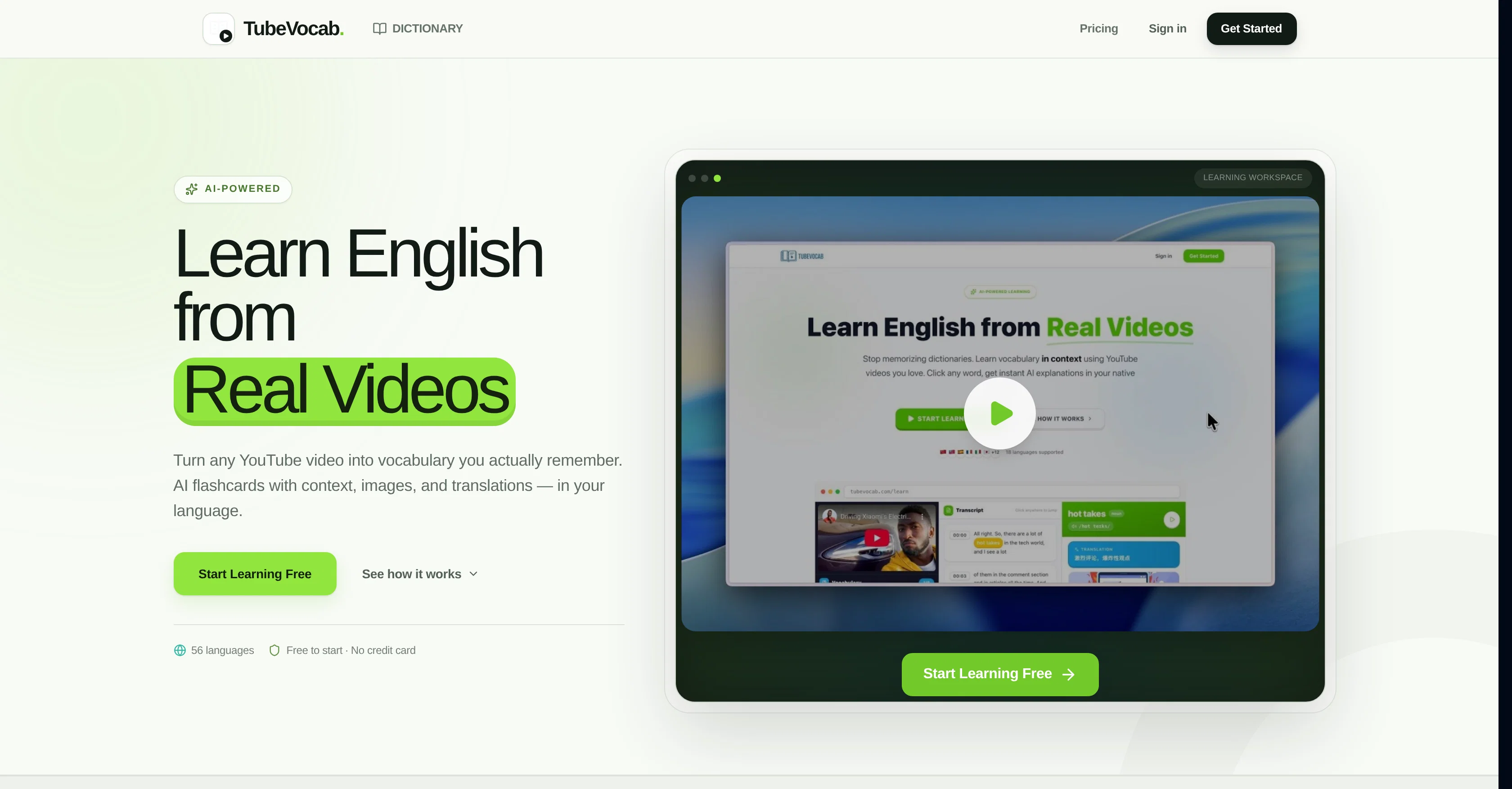 TubeVocab screenshot