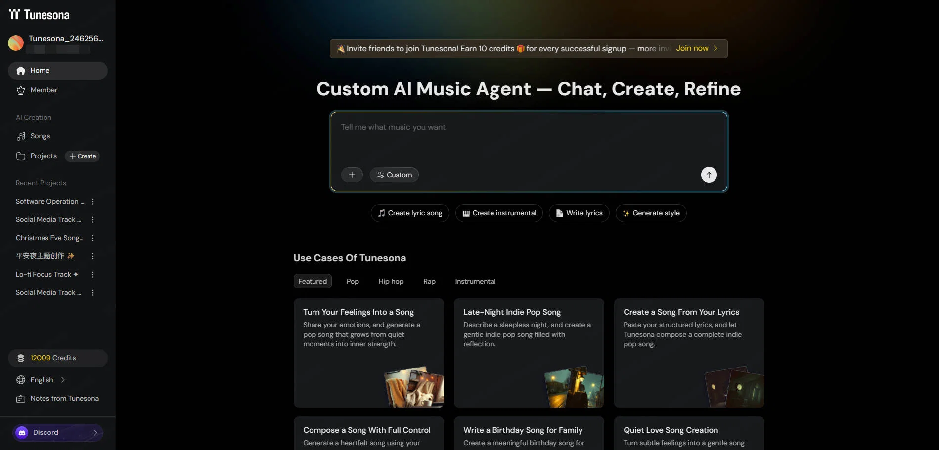 Tunesona AI Music Agent screenshot