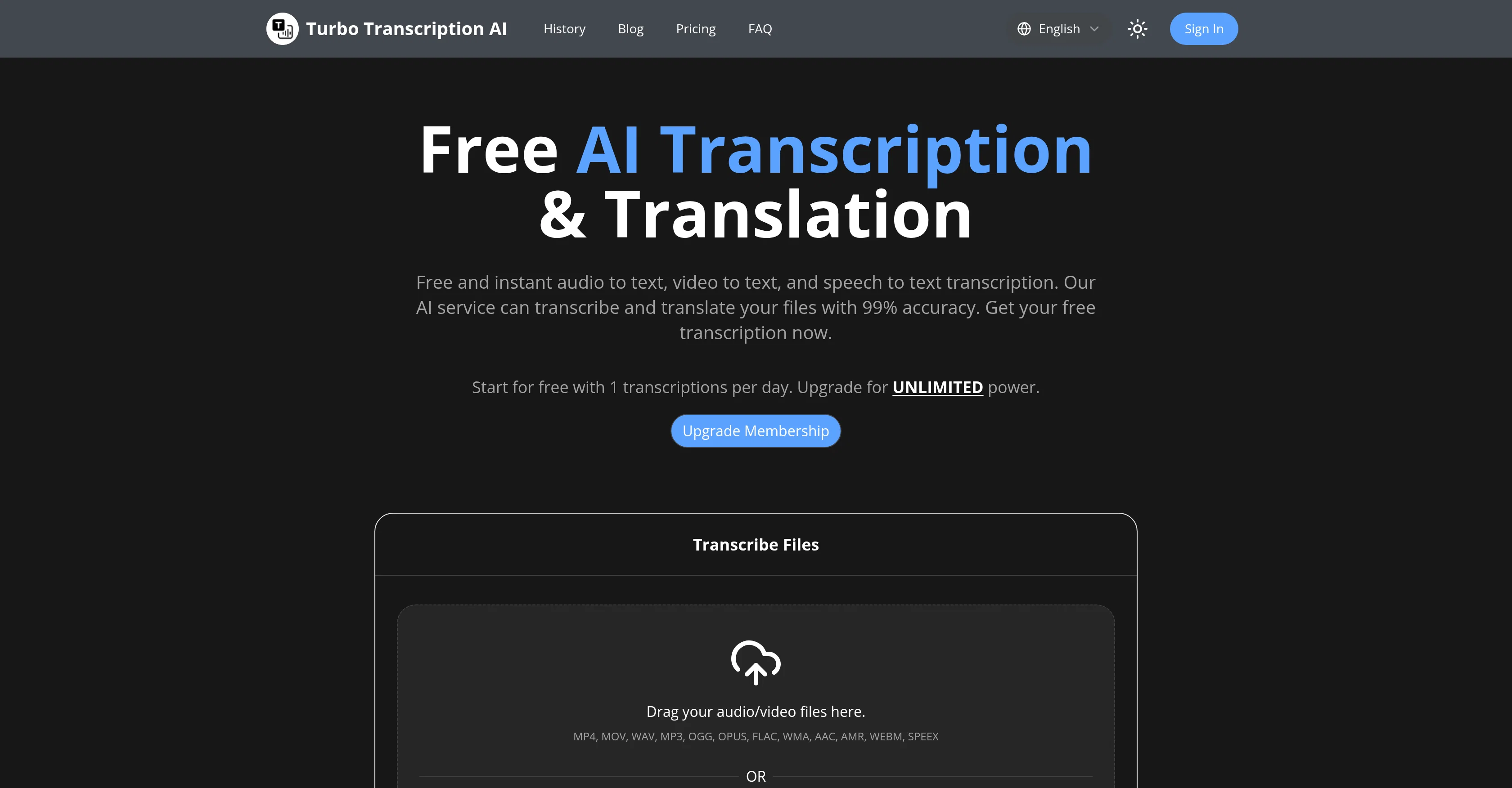 Turbo Transcription AI screenshot