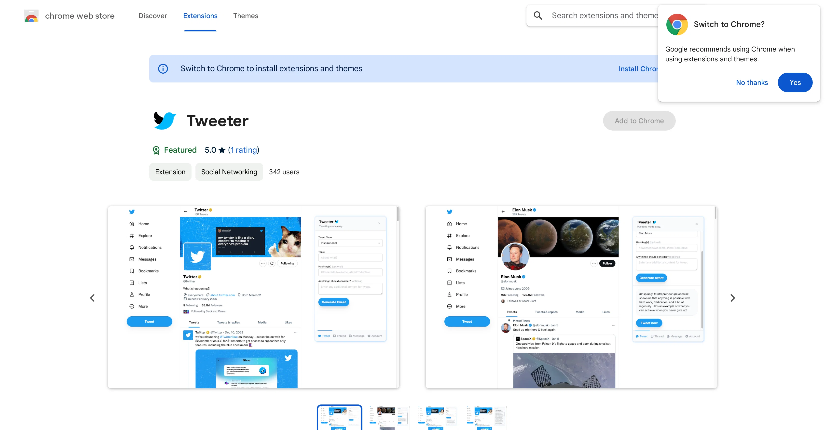 Tweeter screenshot