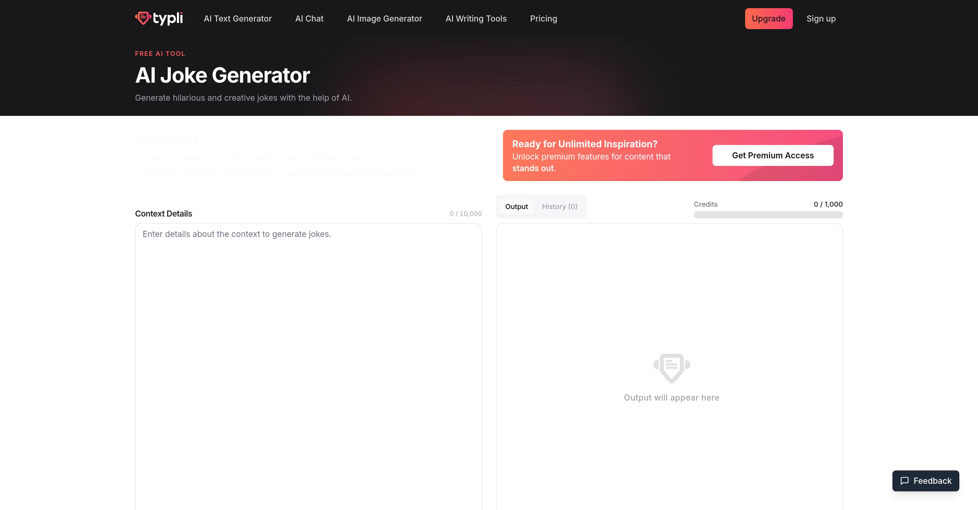 Typli.ai AI Joke Generator screenshot
