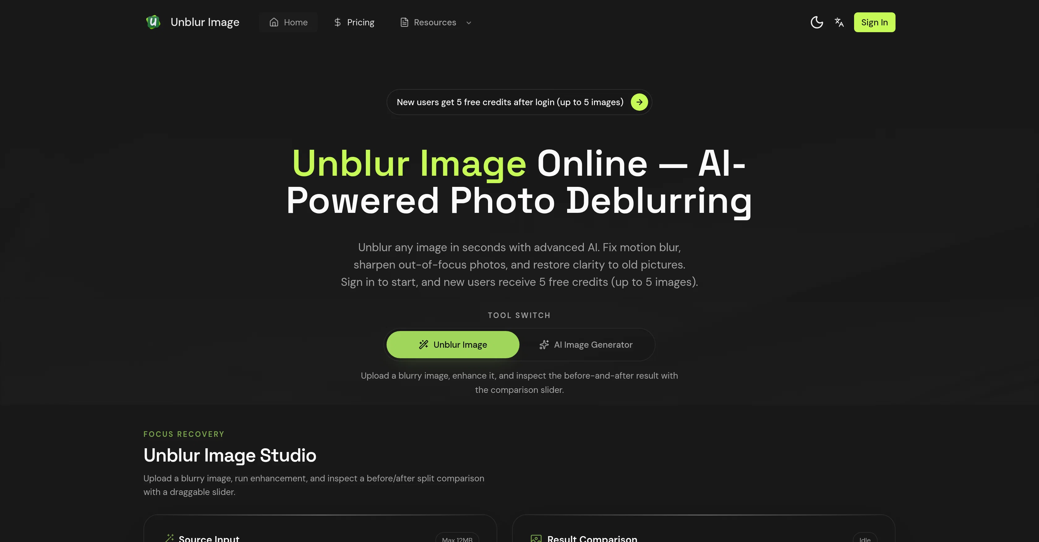 Unblur Image.io screenshot