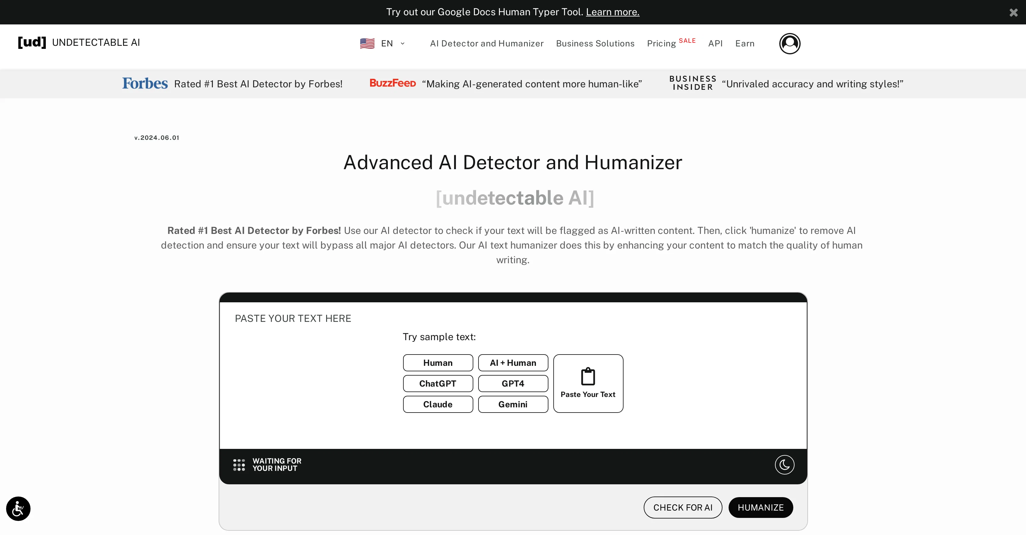 Undetectable AI screenshot