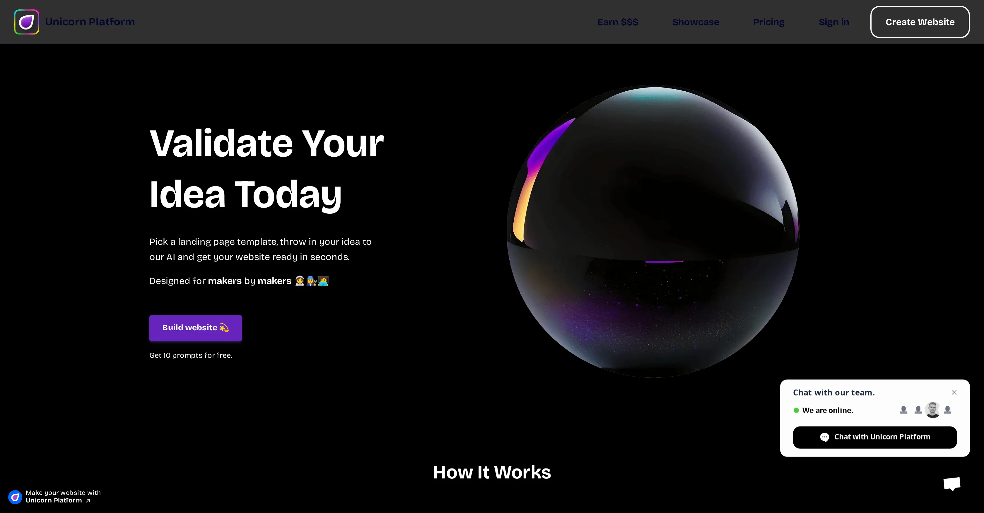 Unicorn platform screenshot