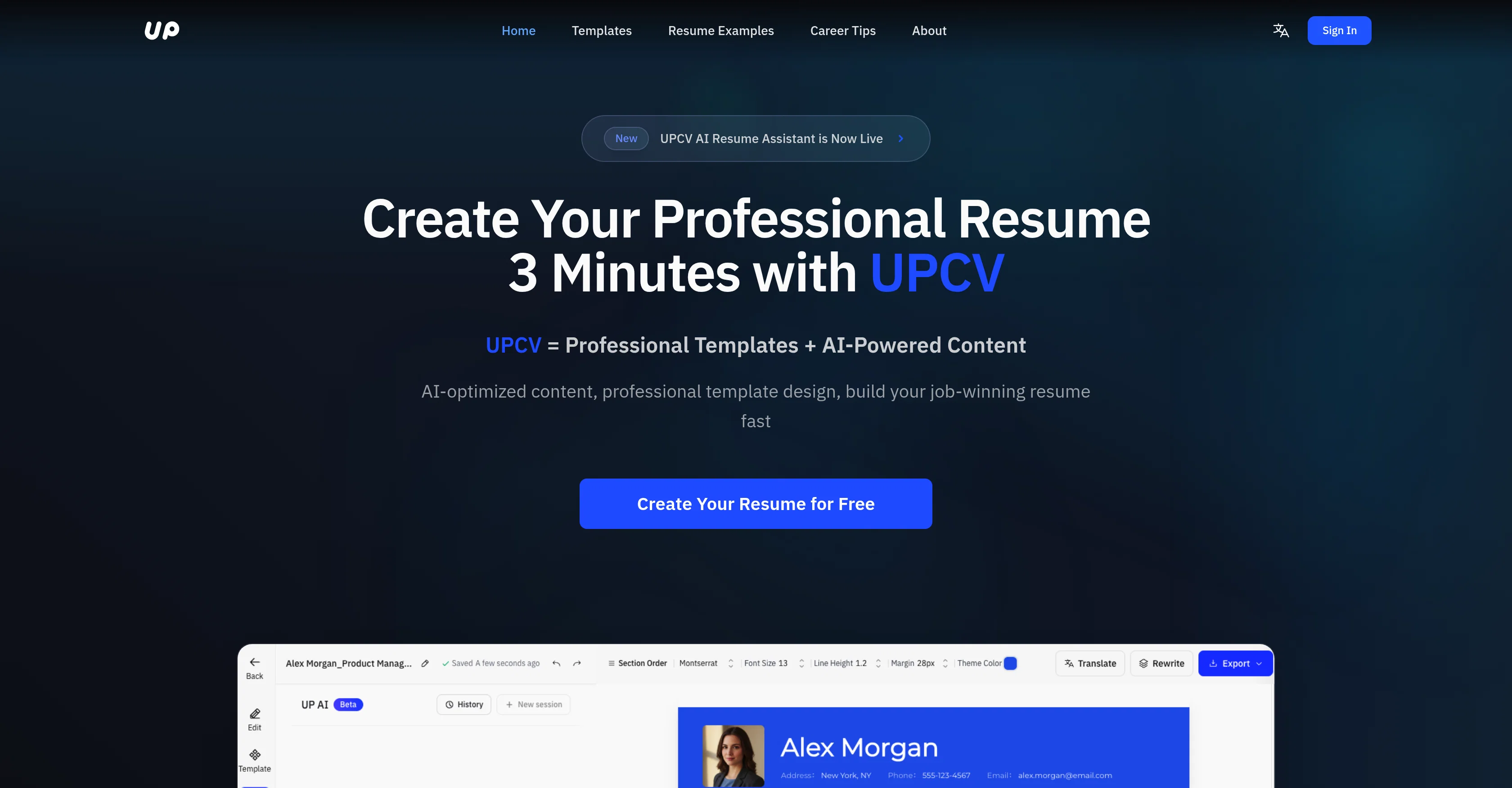 UPCV - AI Resume Builder screenshot