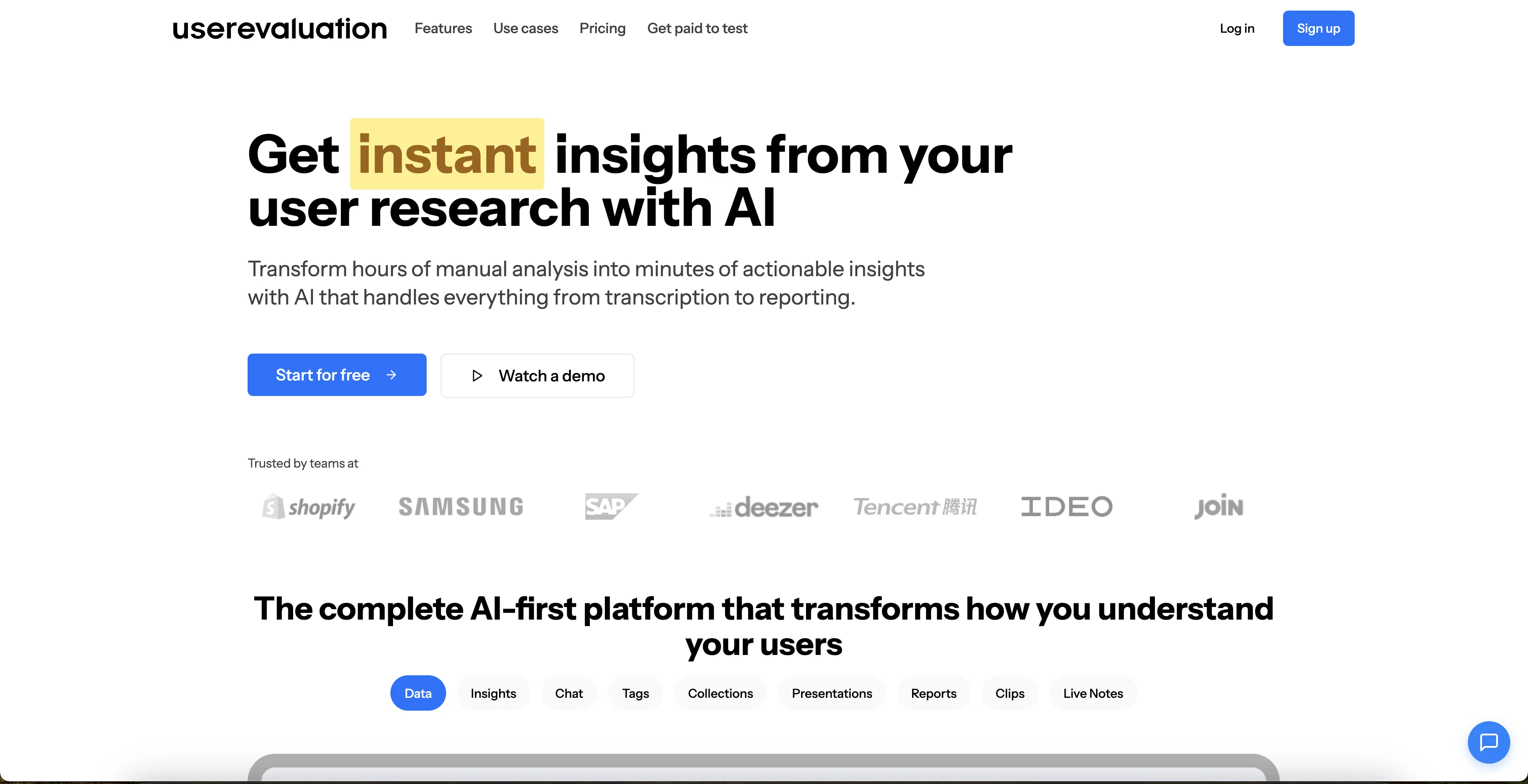 User Evaluation screenshot