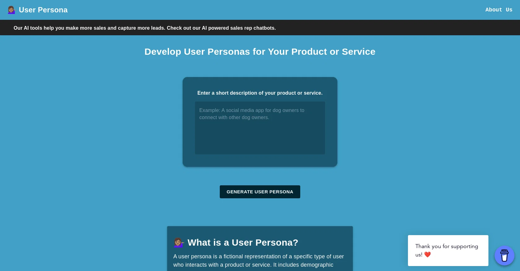Userpersona screenshot