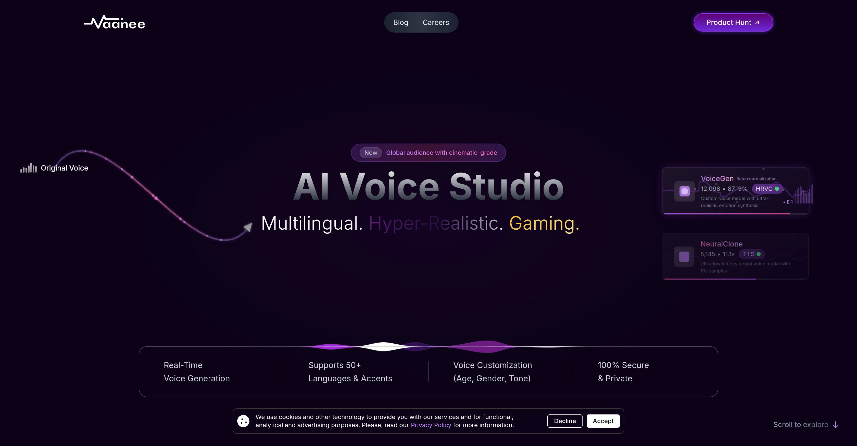 Vaanee Labs - AI Voice Cloning & Generative Speech Te... screenshot