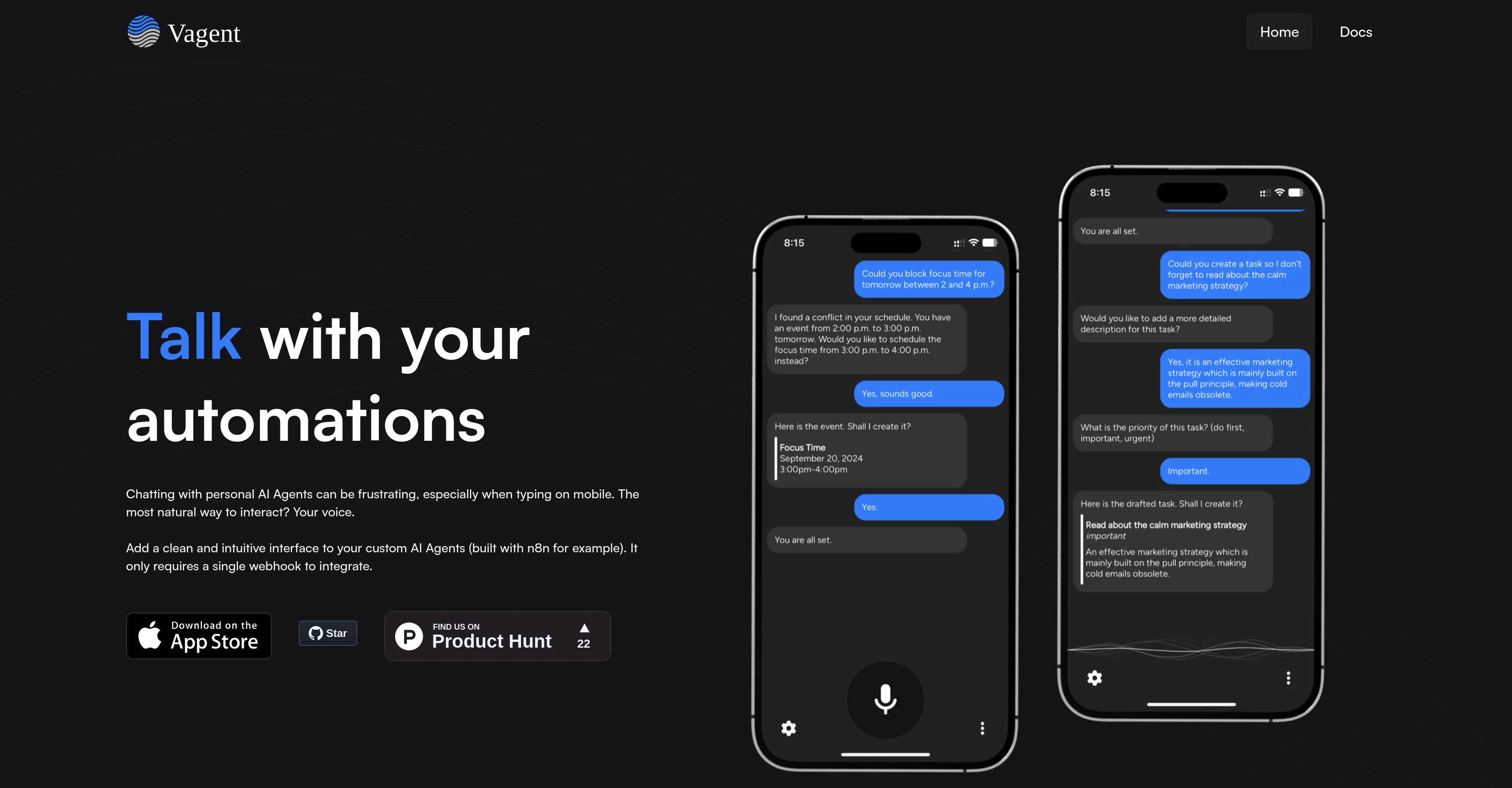 Vagent screenshot