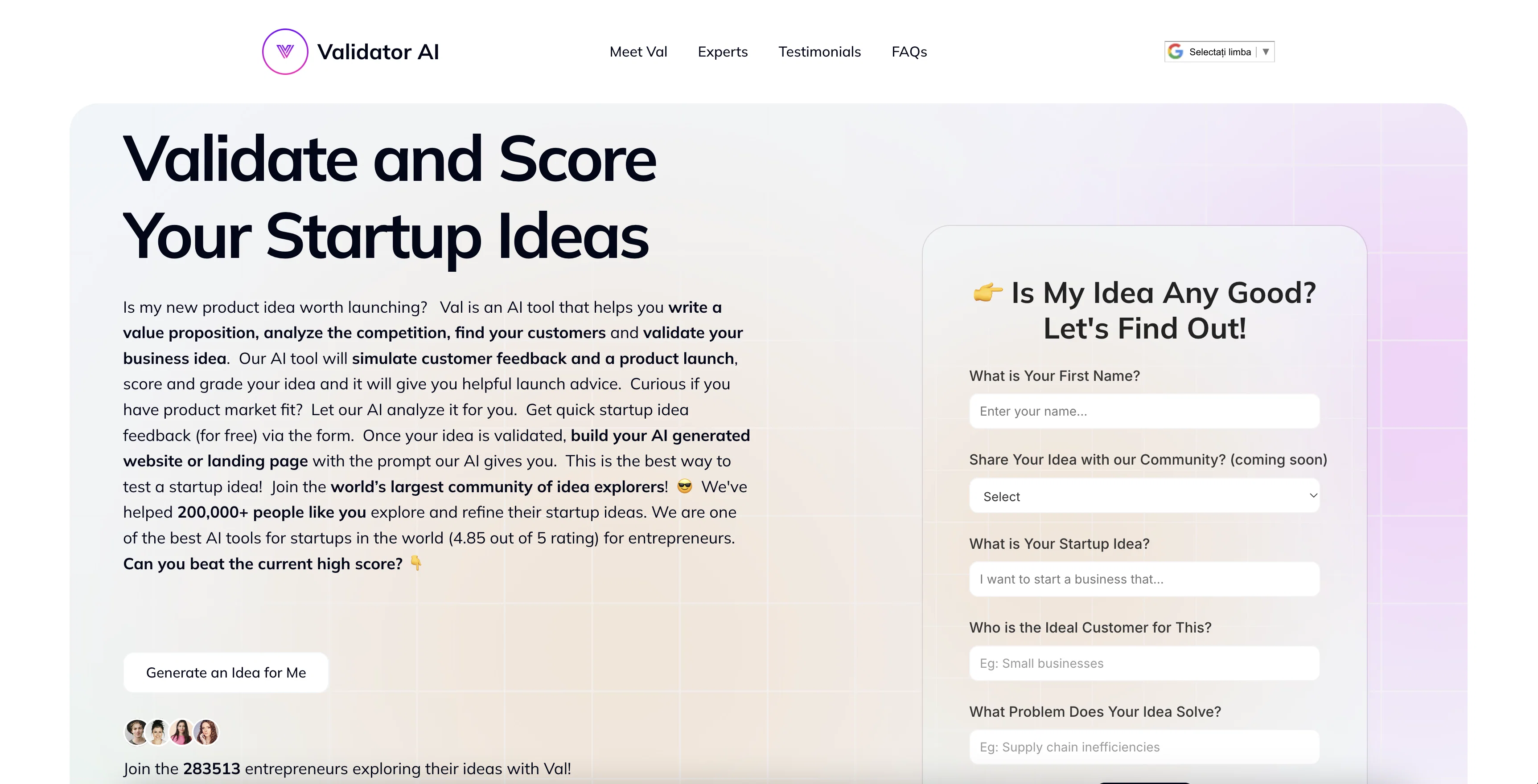 Validator AI screenshot