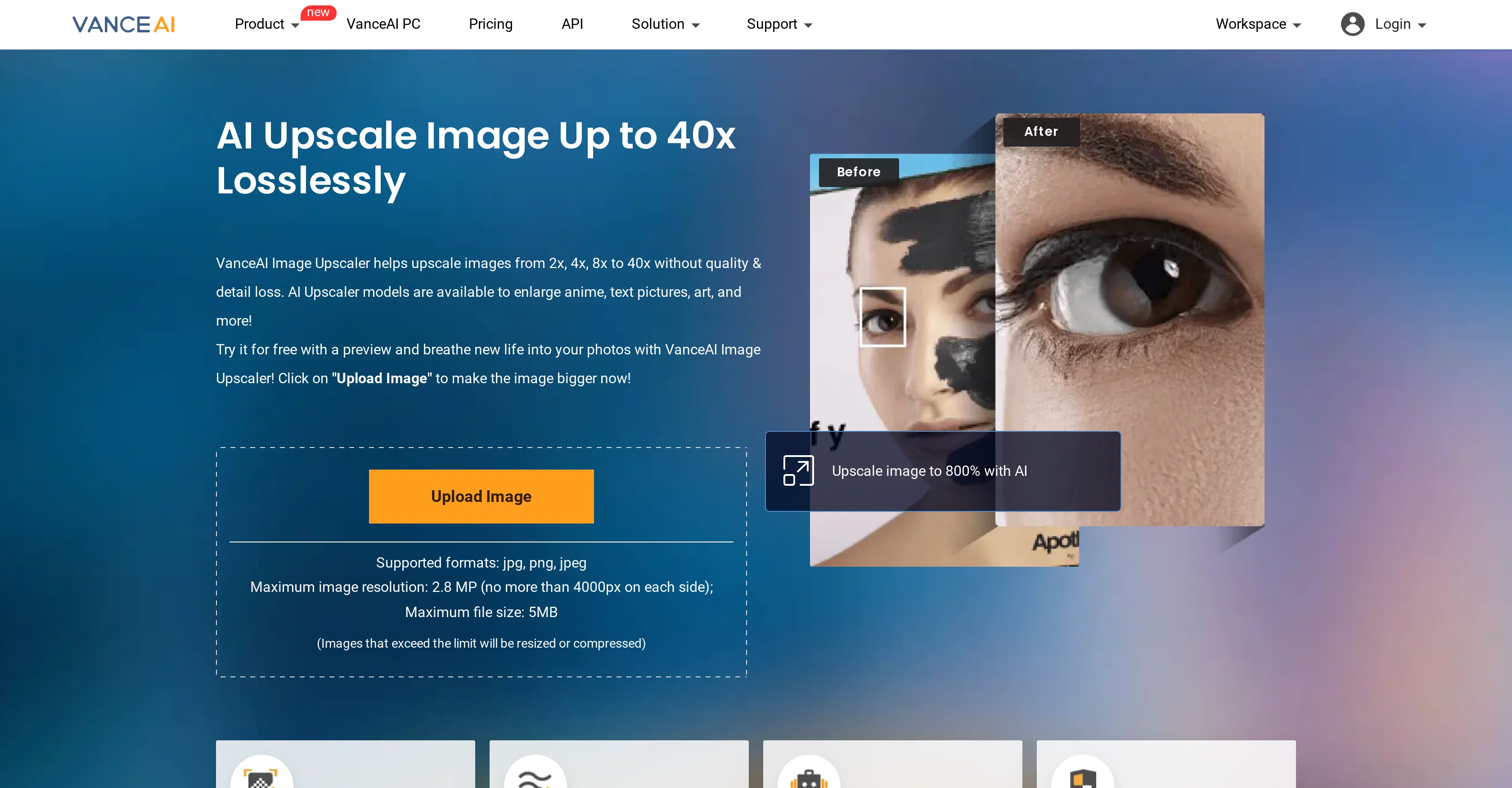 VanceAI Image Upscaler screenshot