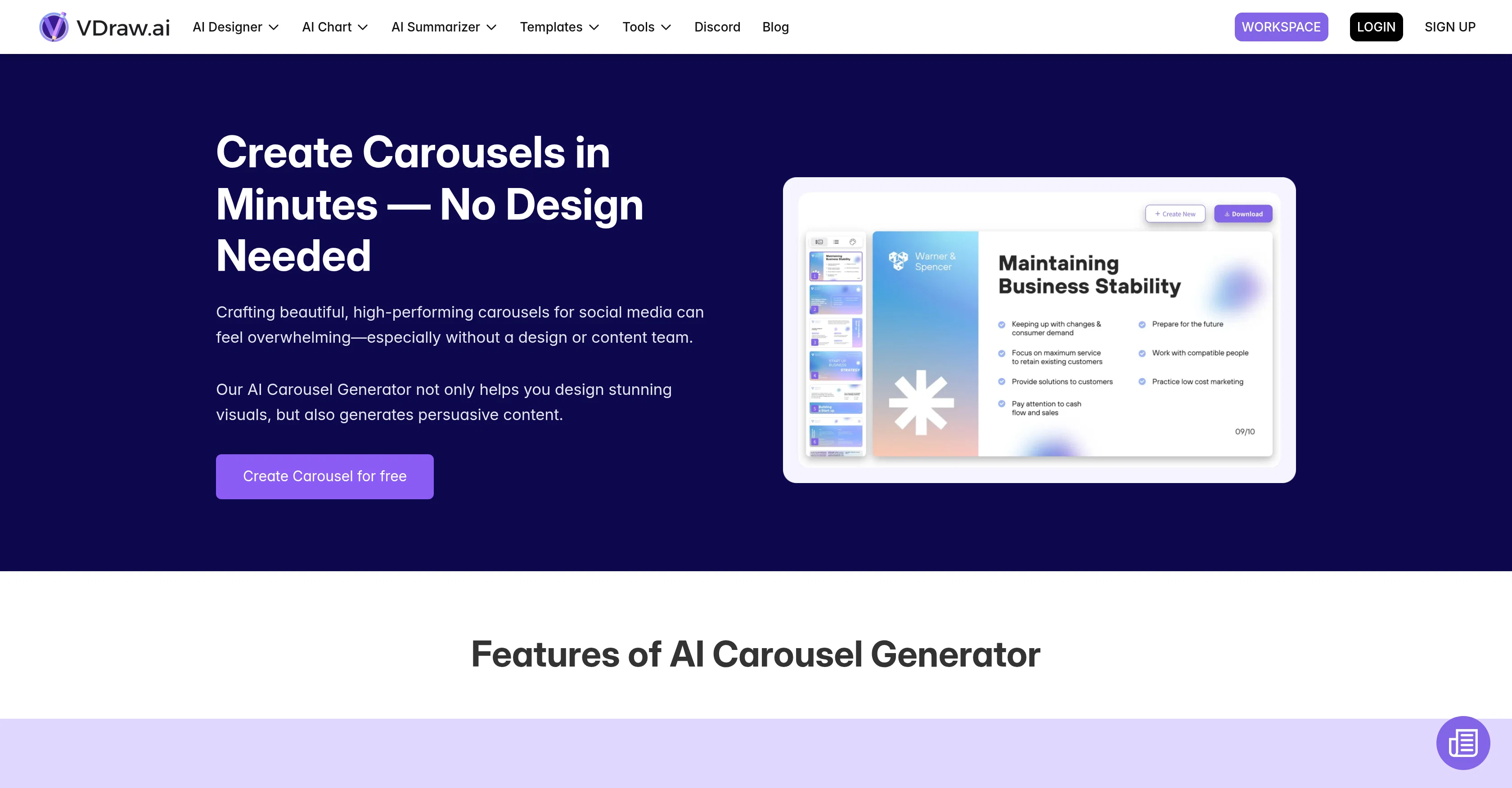 VDraw - AI Carousel Generator screenshot