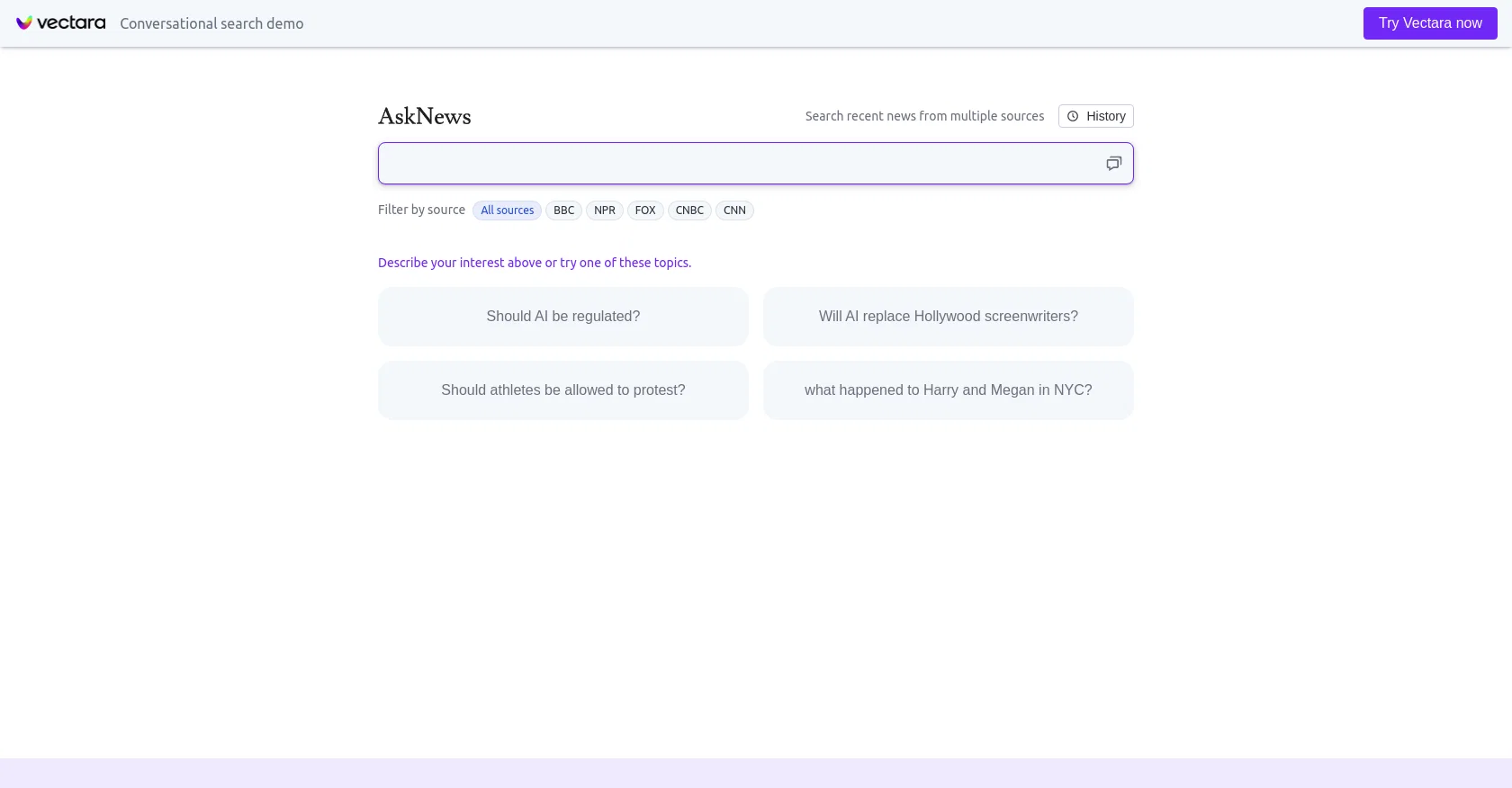Vectara screenshot