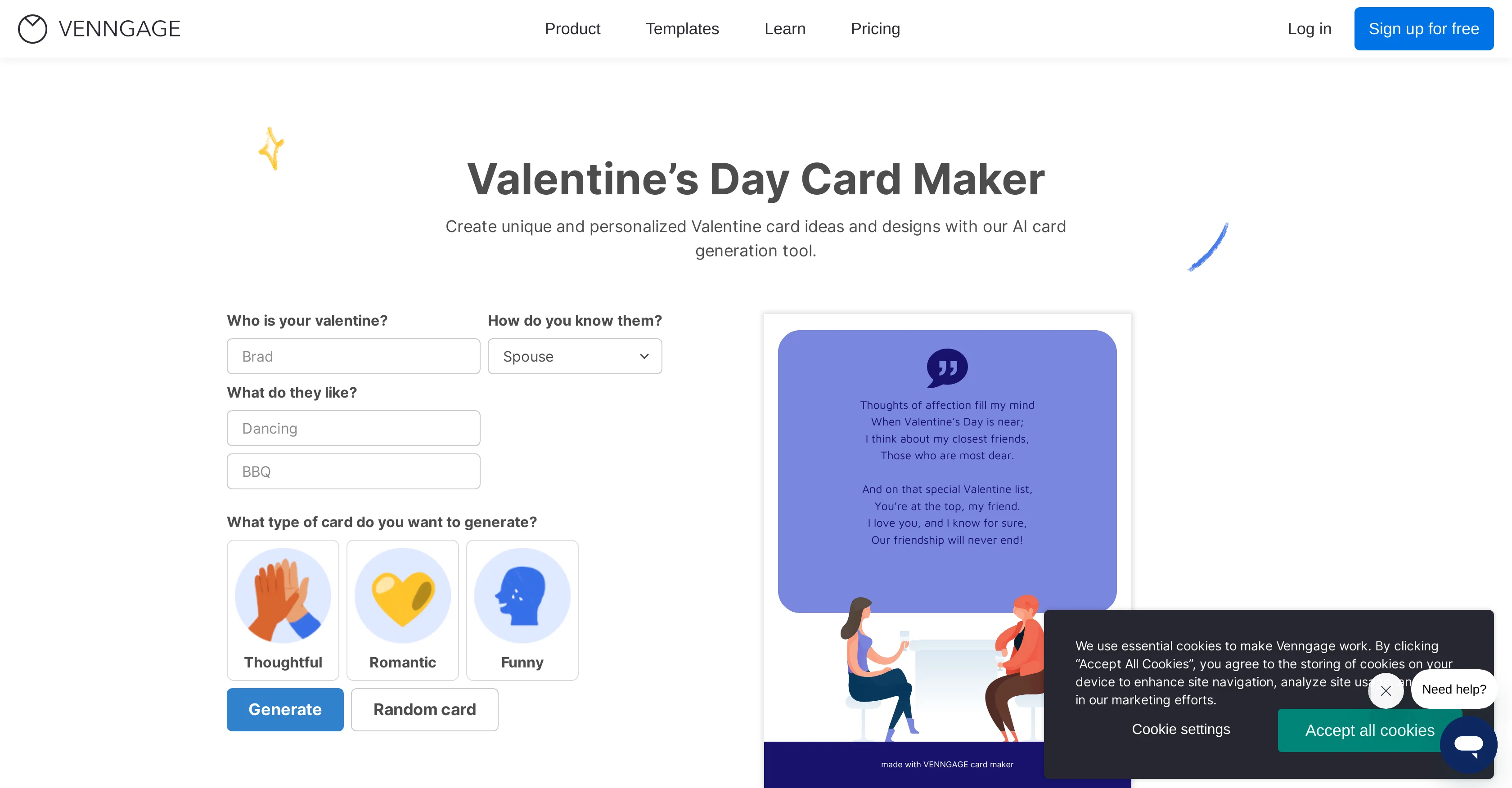 Venngage Valentine Card Maker screenshot