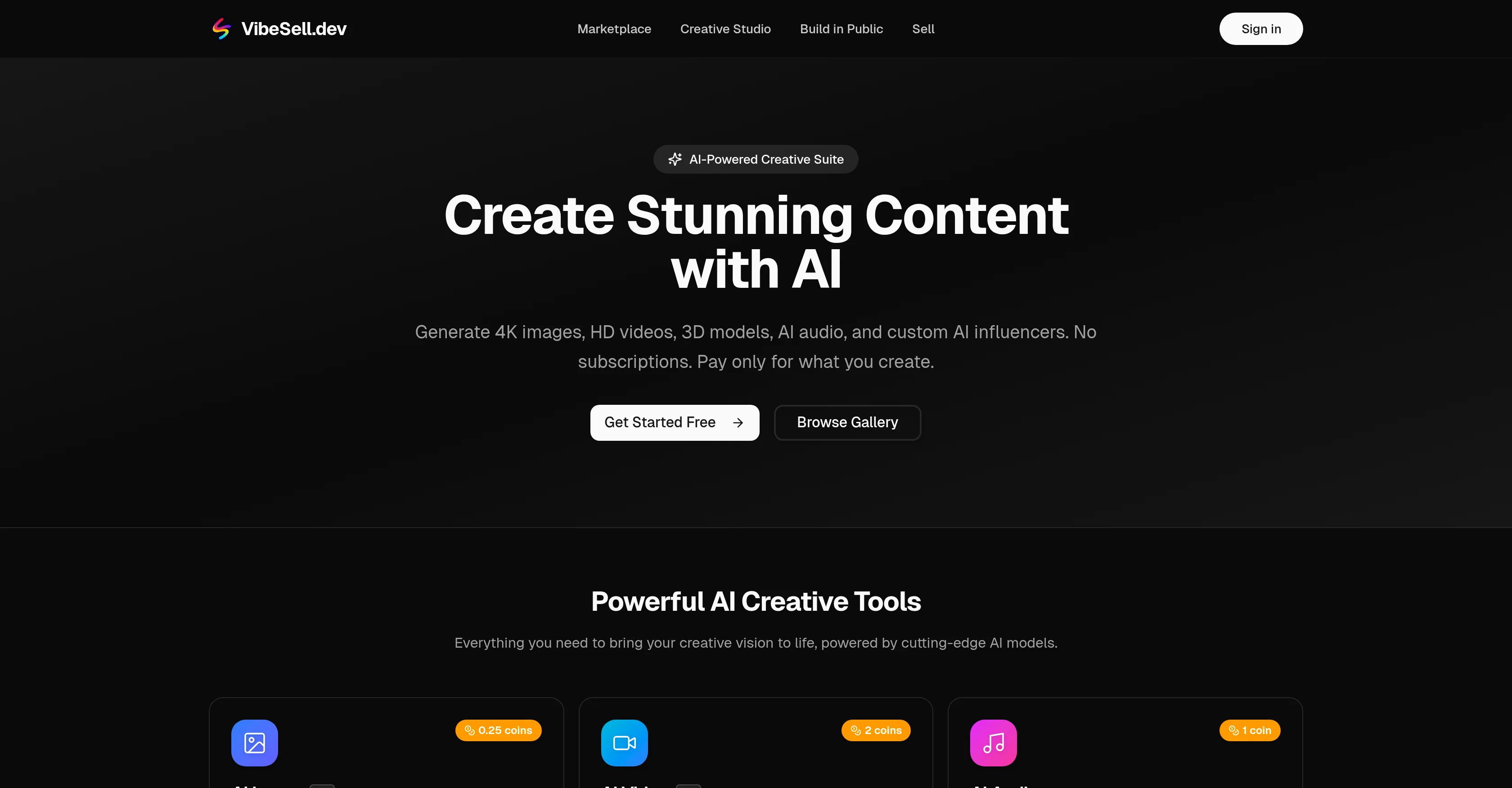 VibeSell Creative Studio screenshot