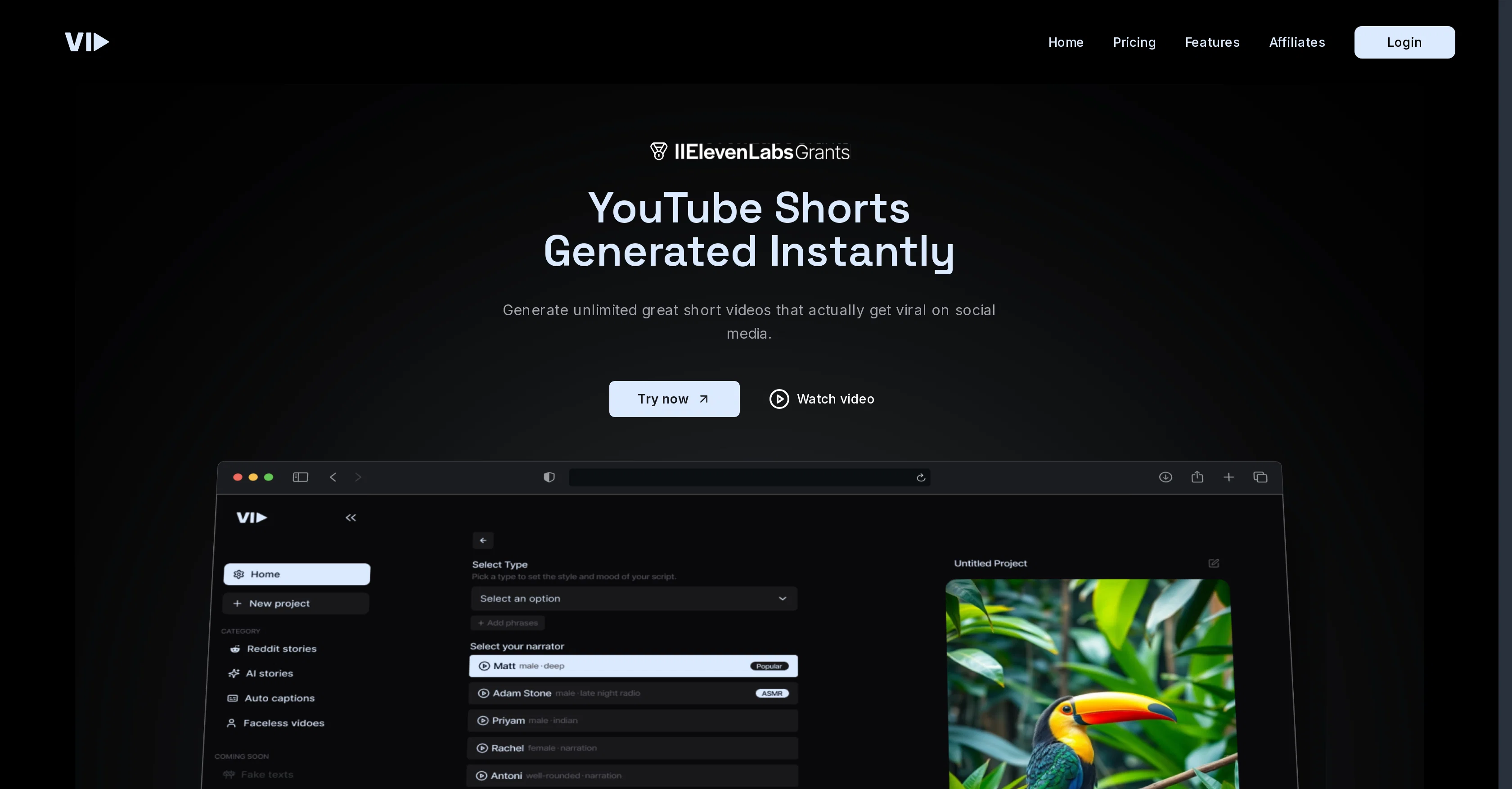 Vid AI screenshot