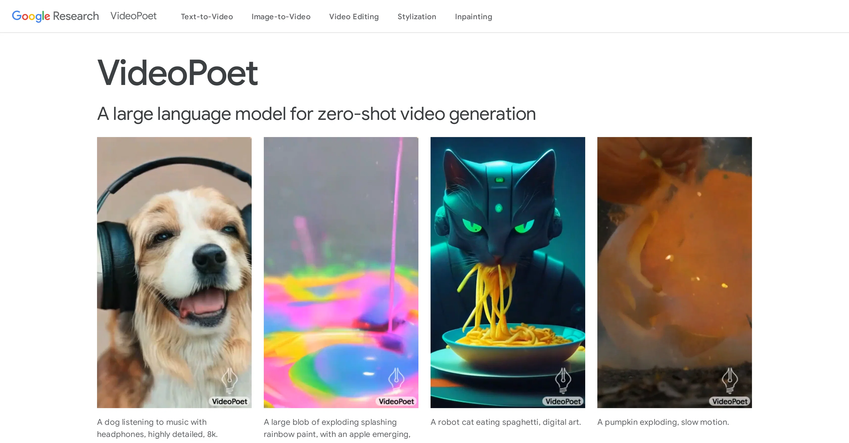VideoPoet screenshot