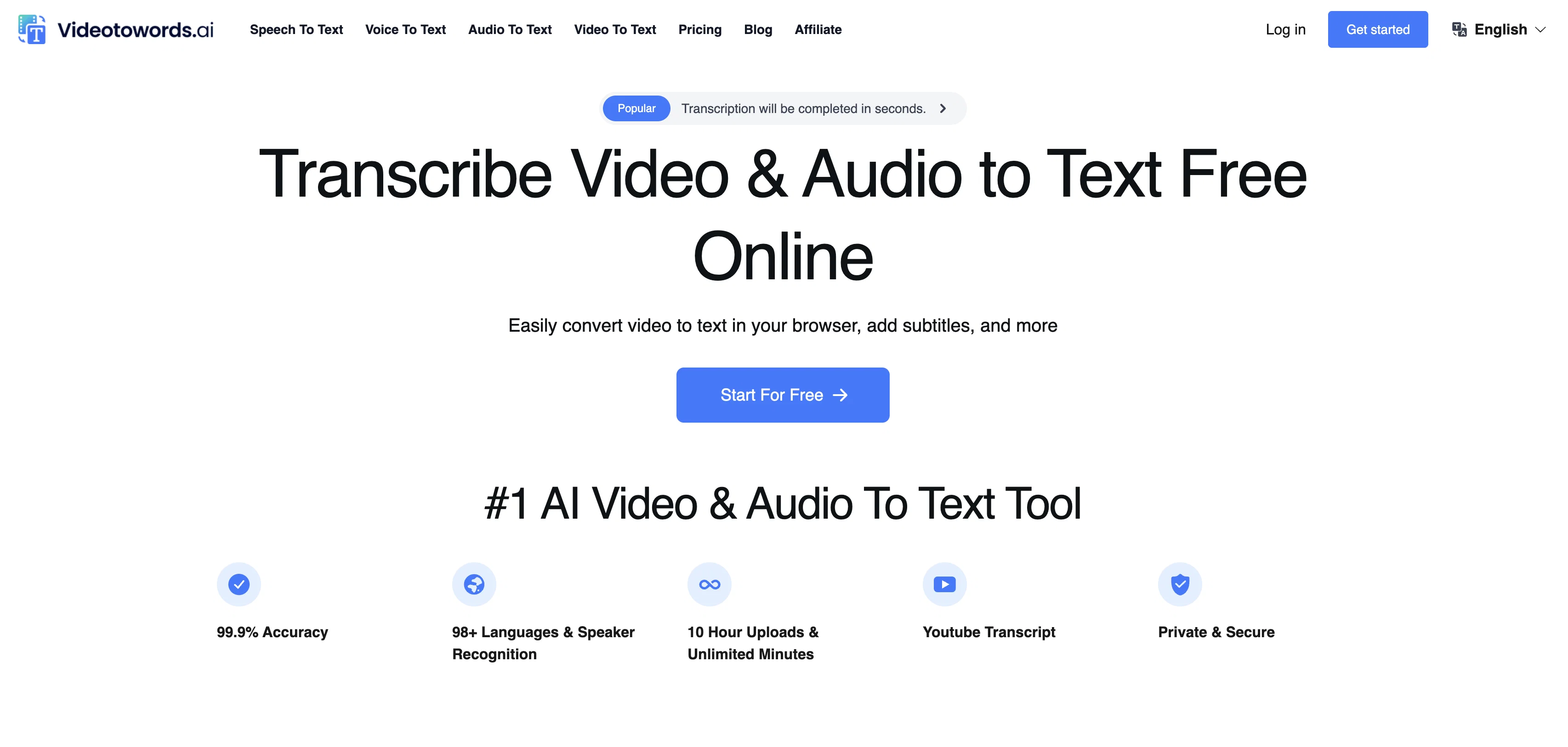 Videotowords AI screenshot