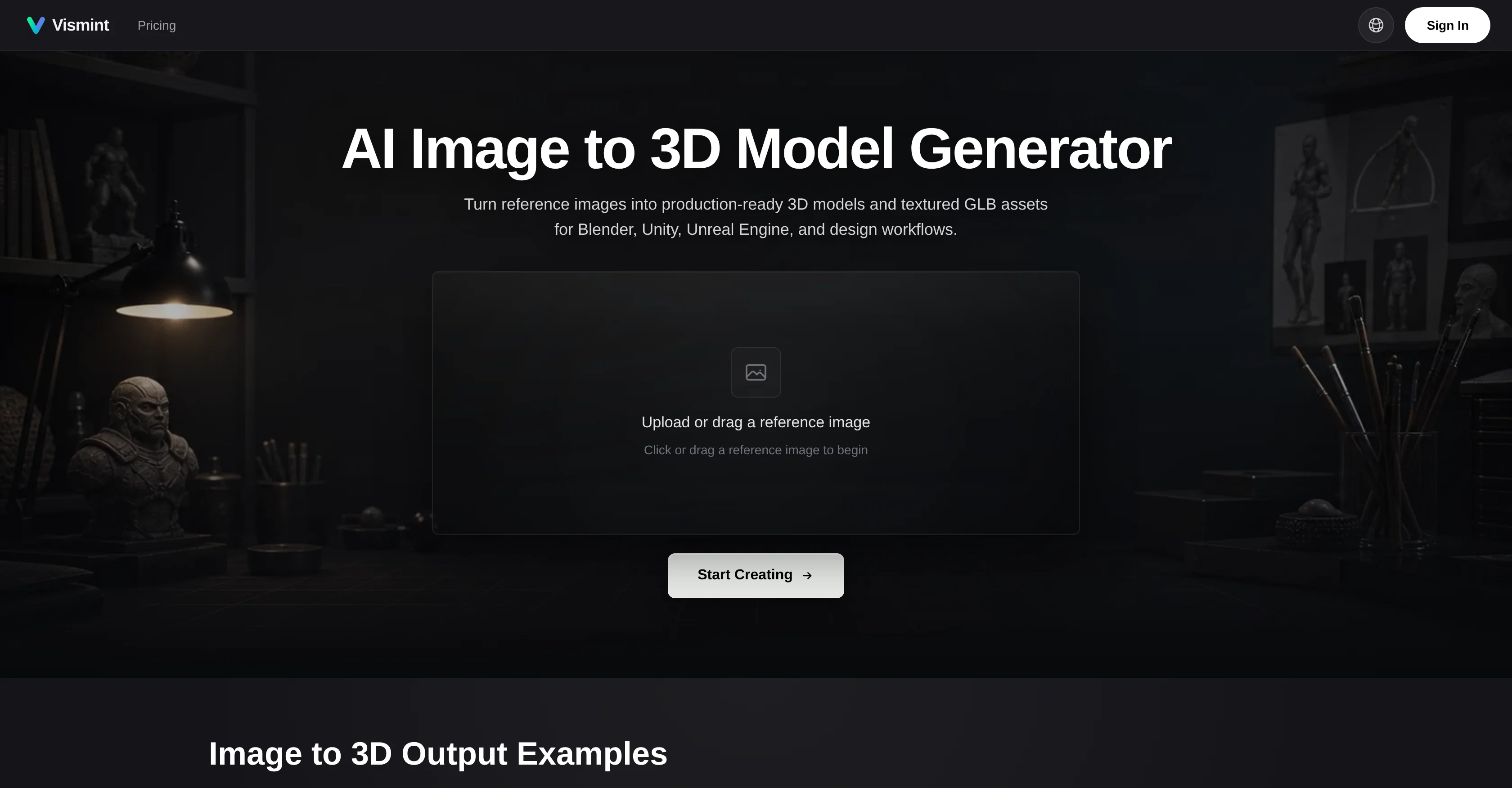 Vismint - AI Image to 3D Model Generator screenshot