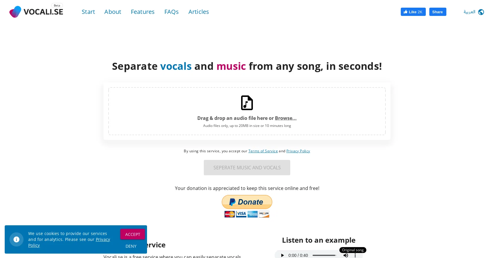 Vocali.se screenshot