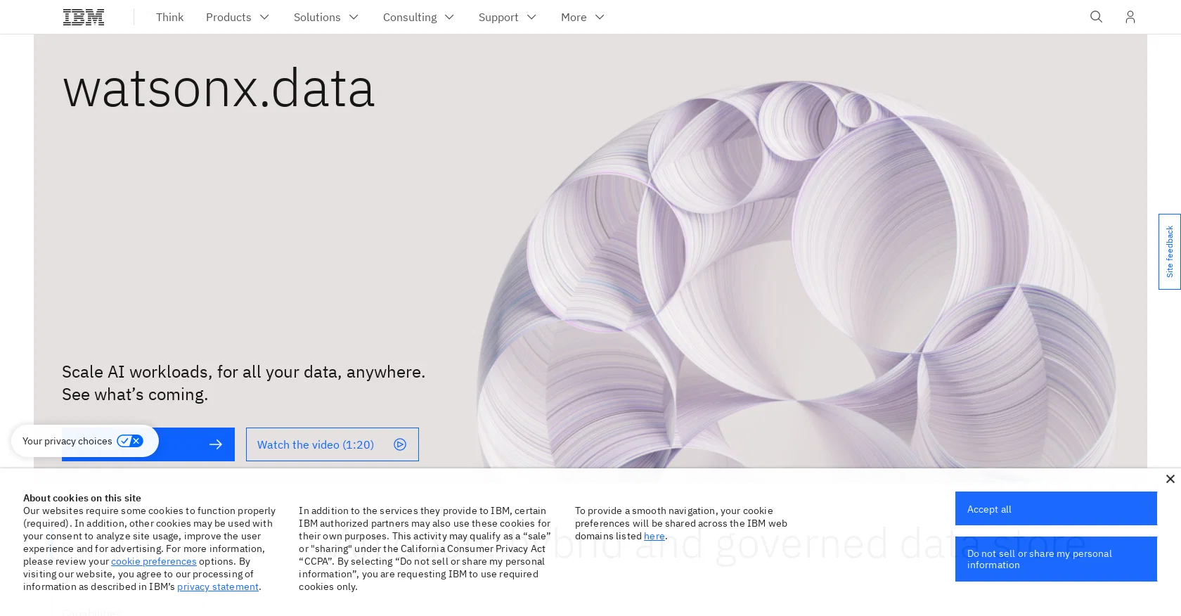 WatsonX.data by IBM screenshot