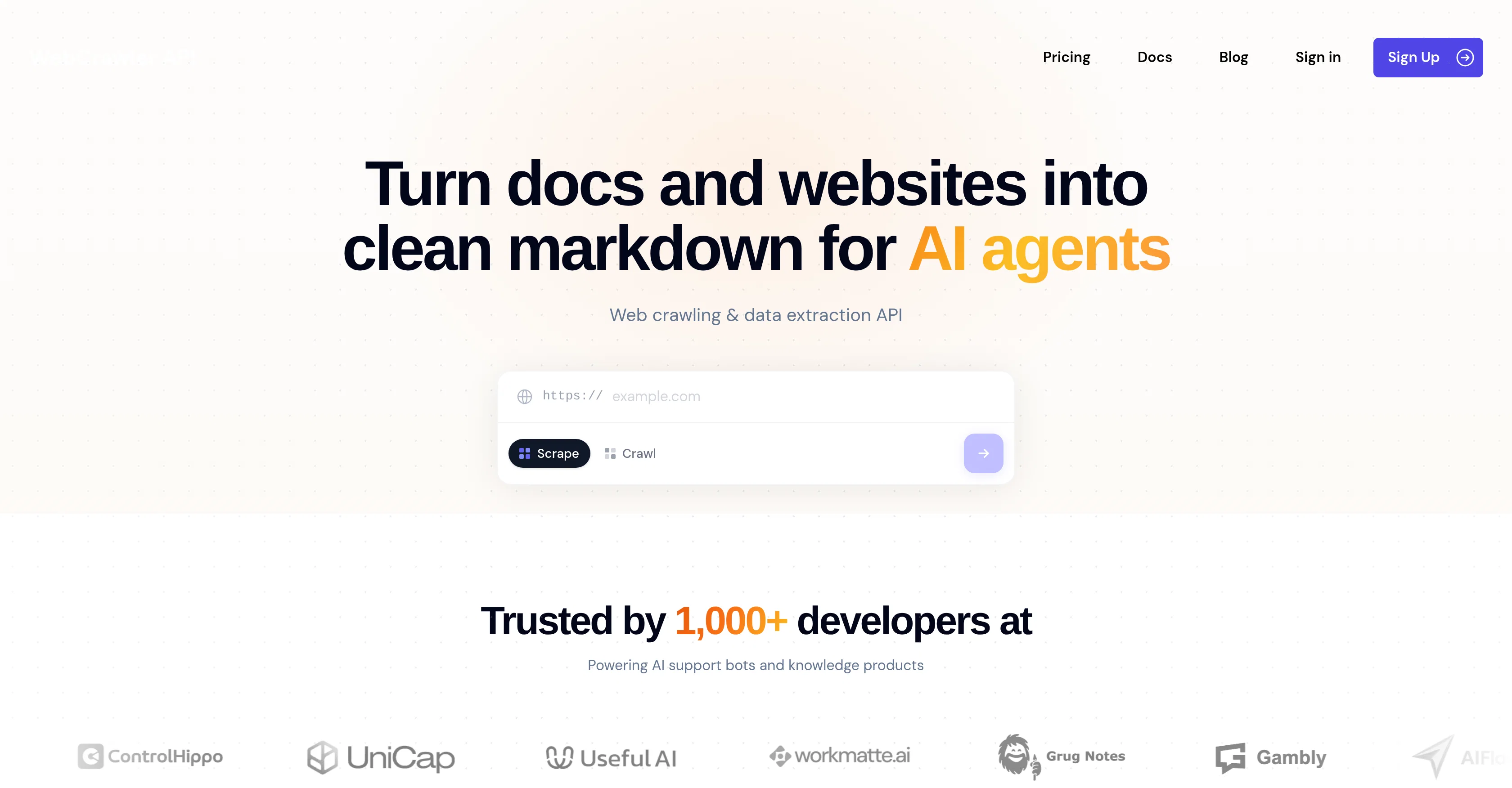 WebCrawler API screenshot