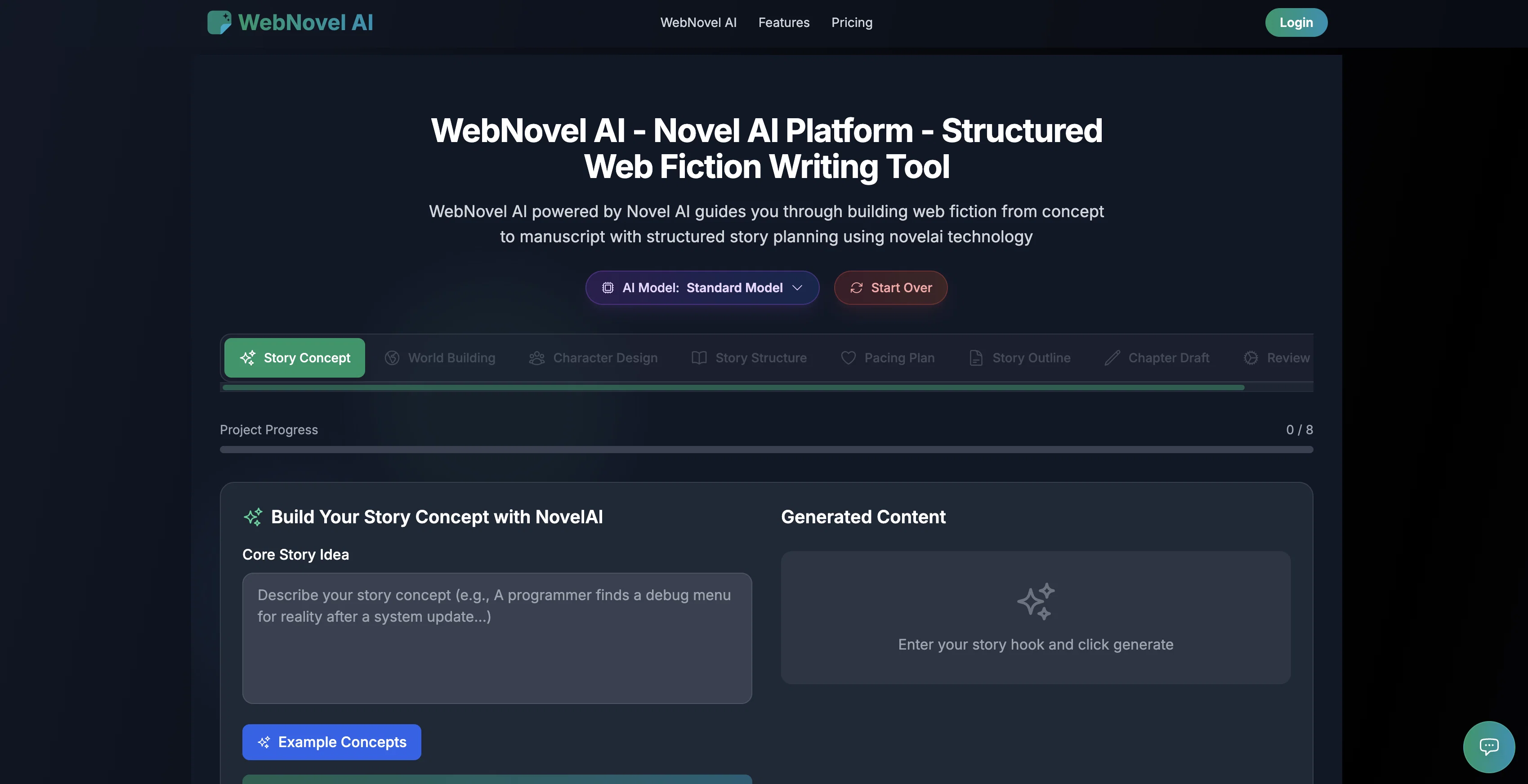 WebNovel AI screenshot