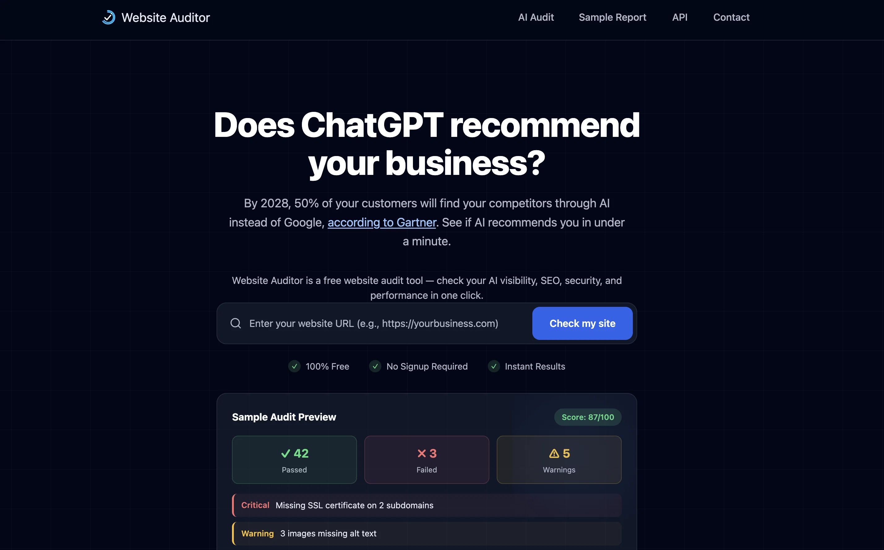 Website Auditor.io screenshot