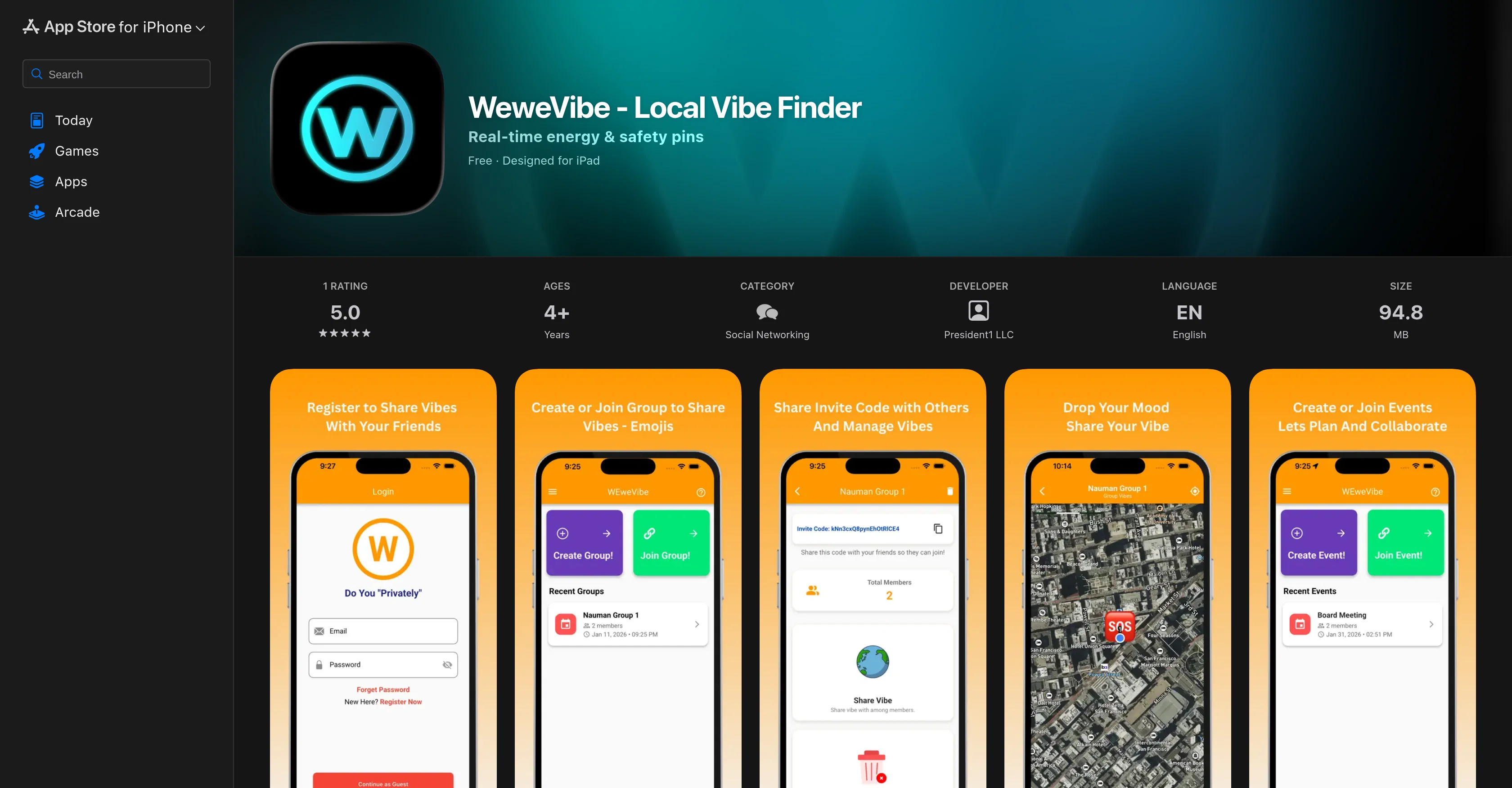 WeweVibe - Private Vibe Finder, Private Group and saf... screenshot