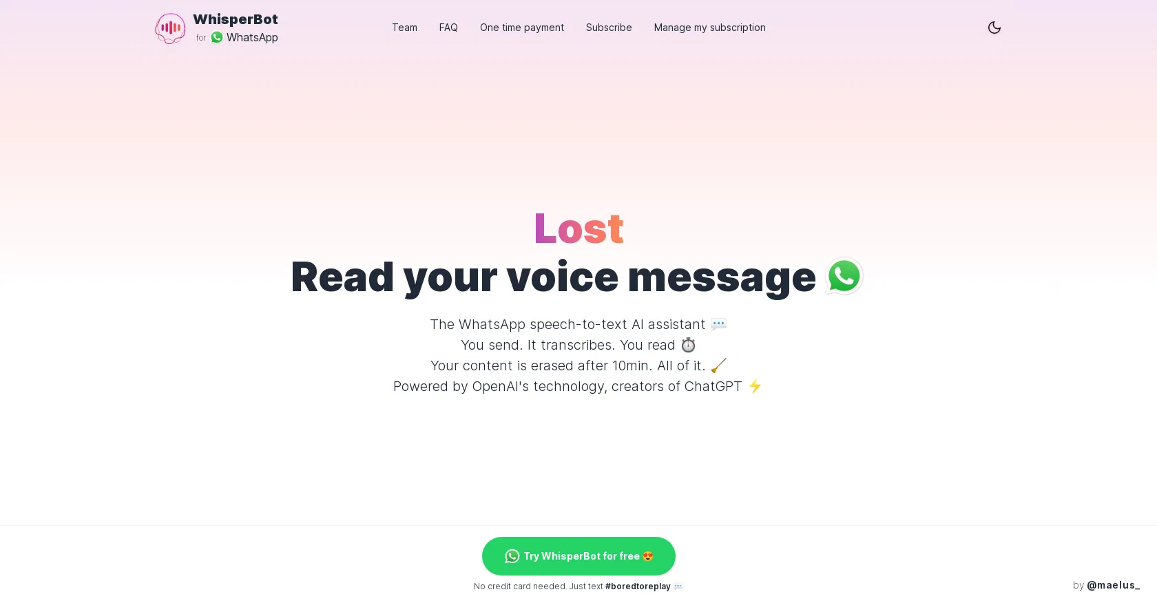 WhisperBot screenshot