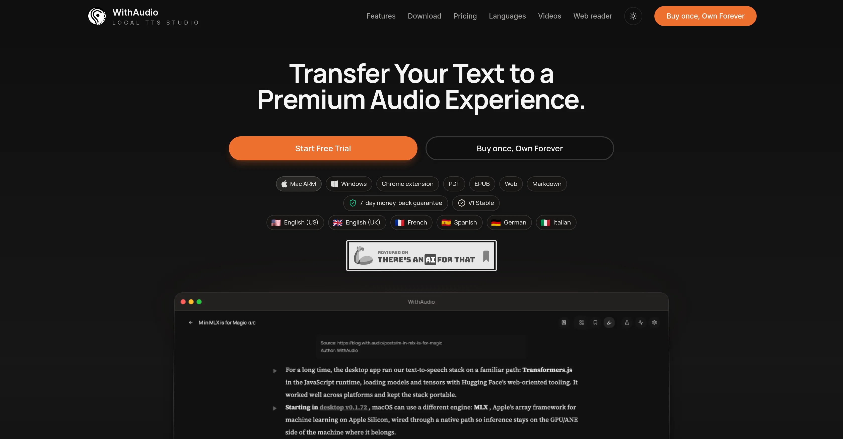 WithAudio screenshot