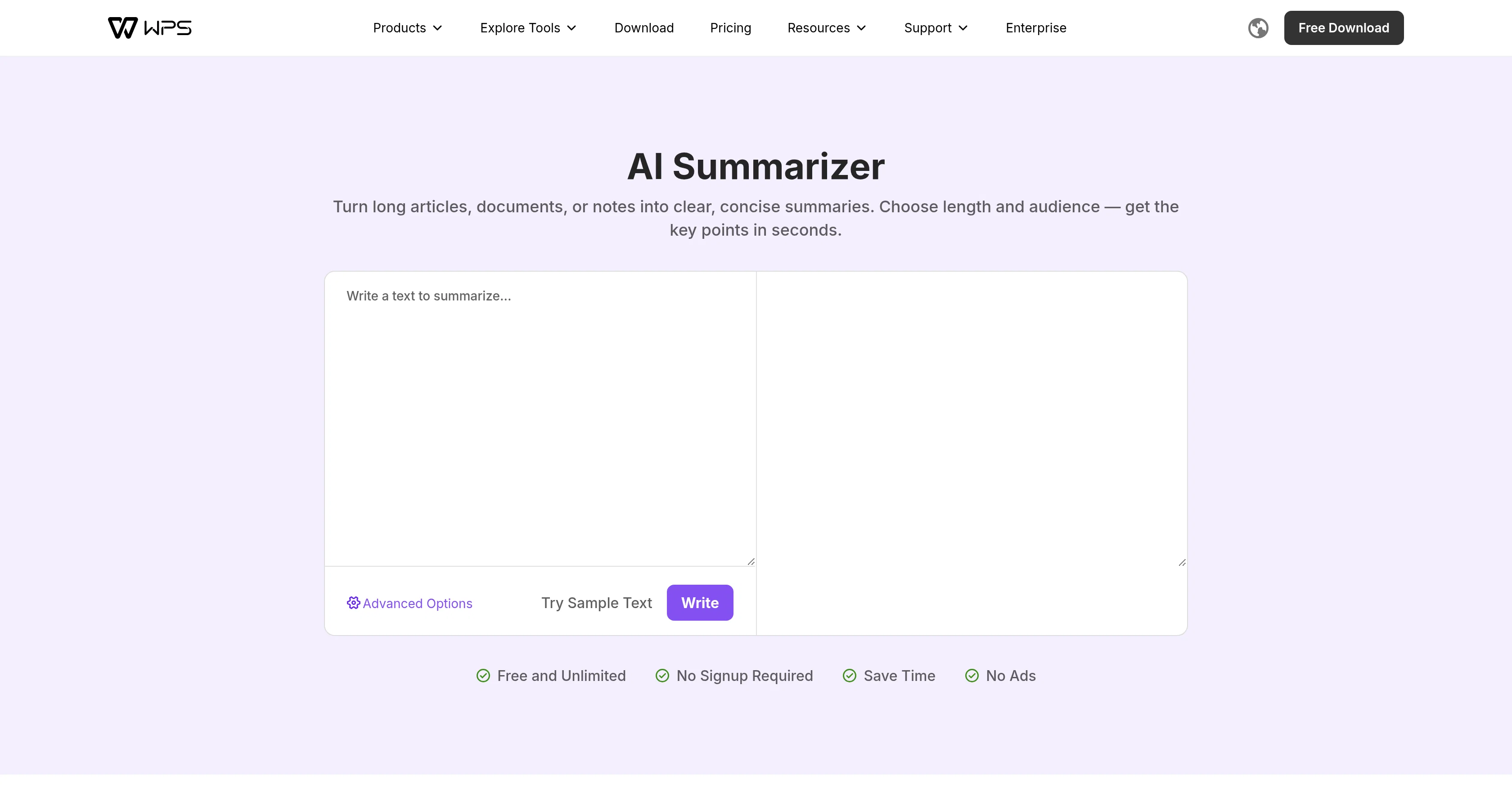 WPS | AI Summarizer screenshot