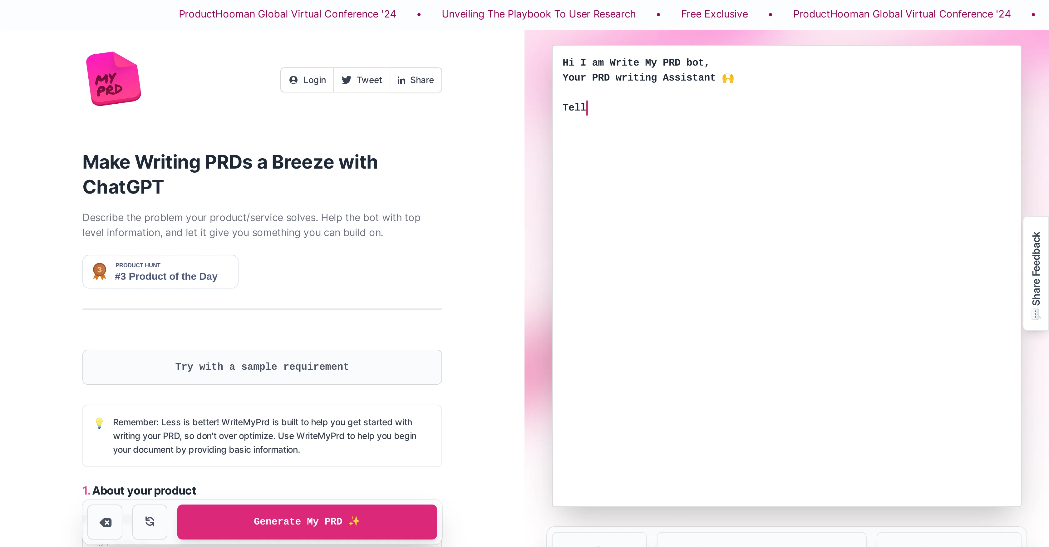 Write My PRD screenshot