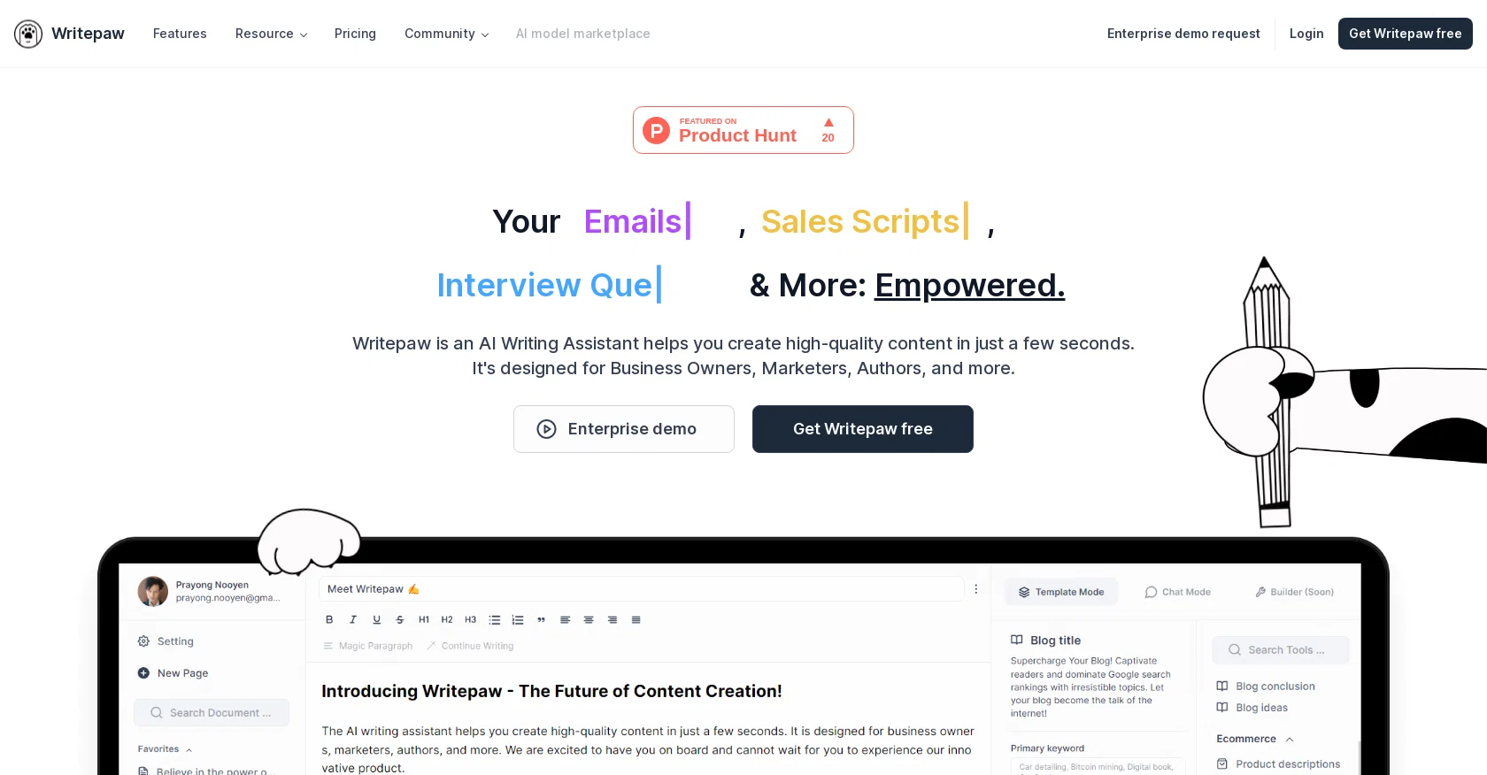 Writepaw screenshot