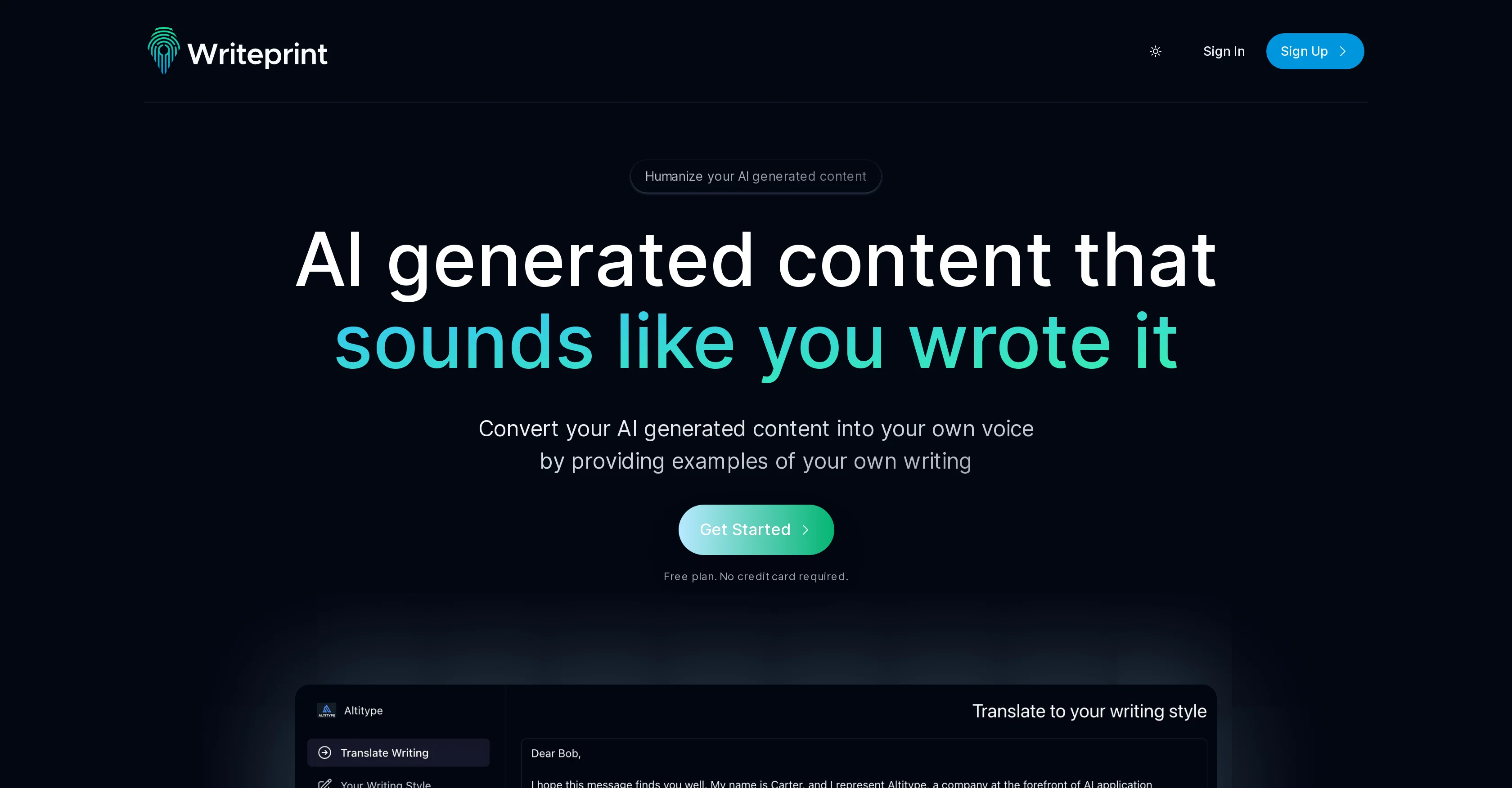 Writeprint.ai screenshot