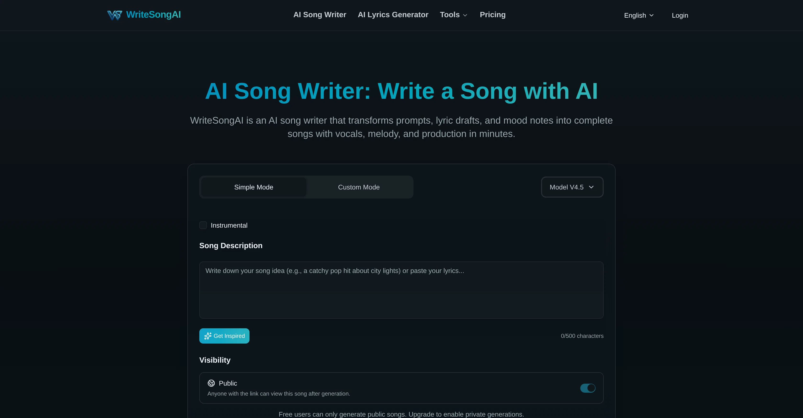 WriteSong AI screenshot