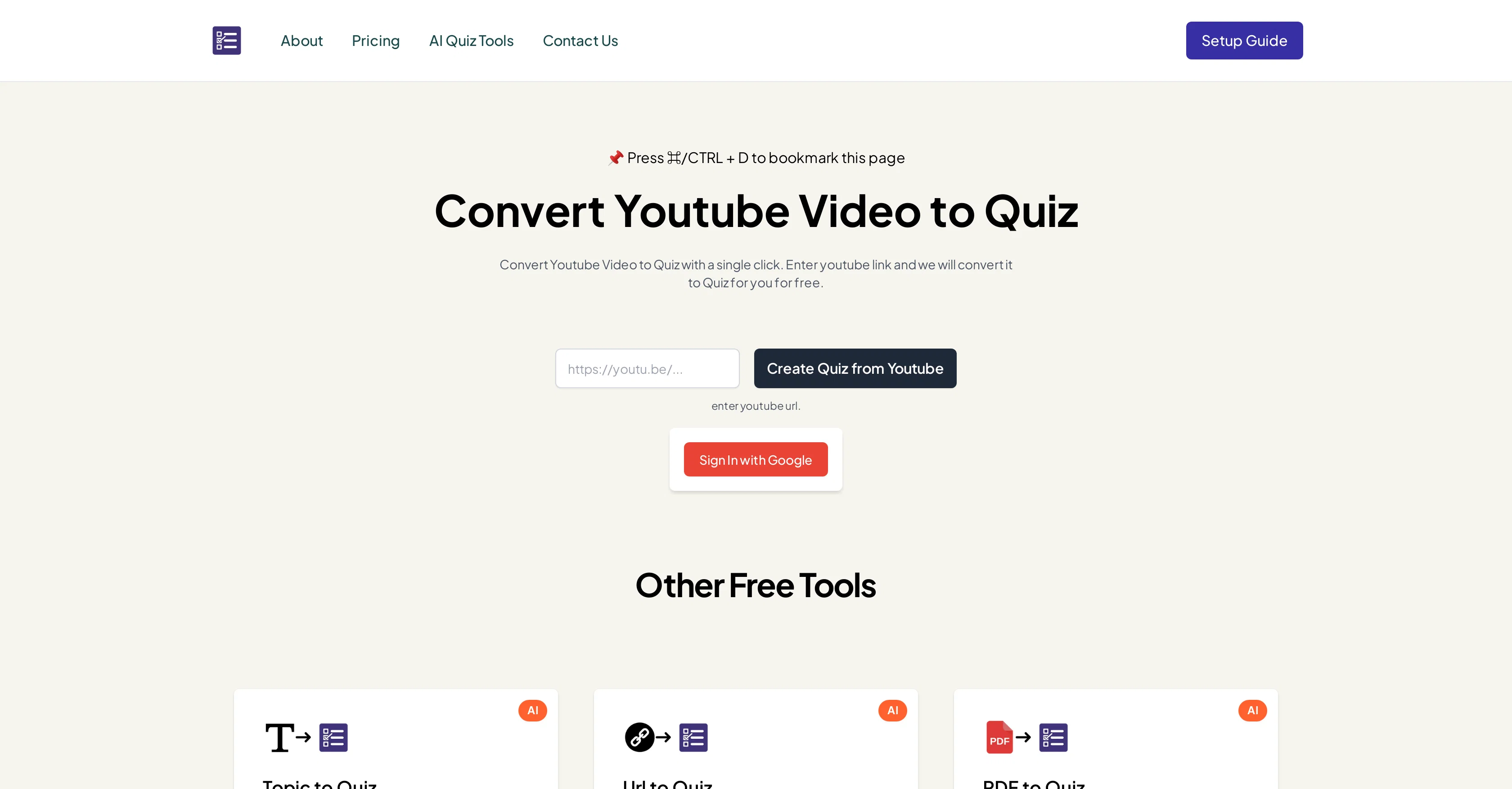 Youtube to Quiz screenshot