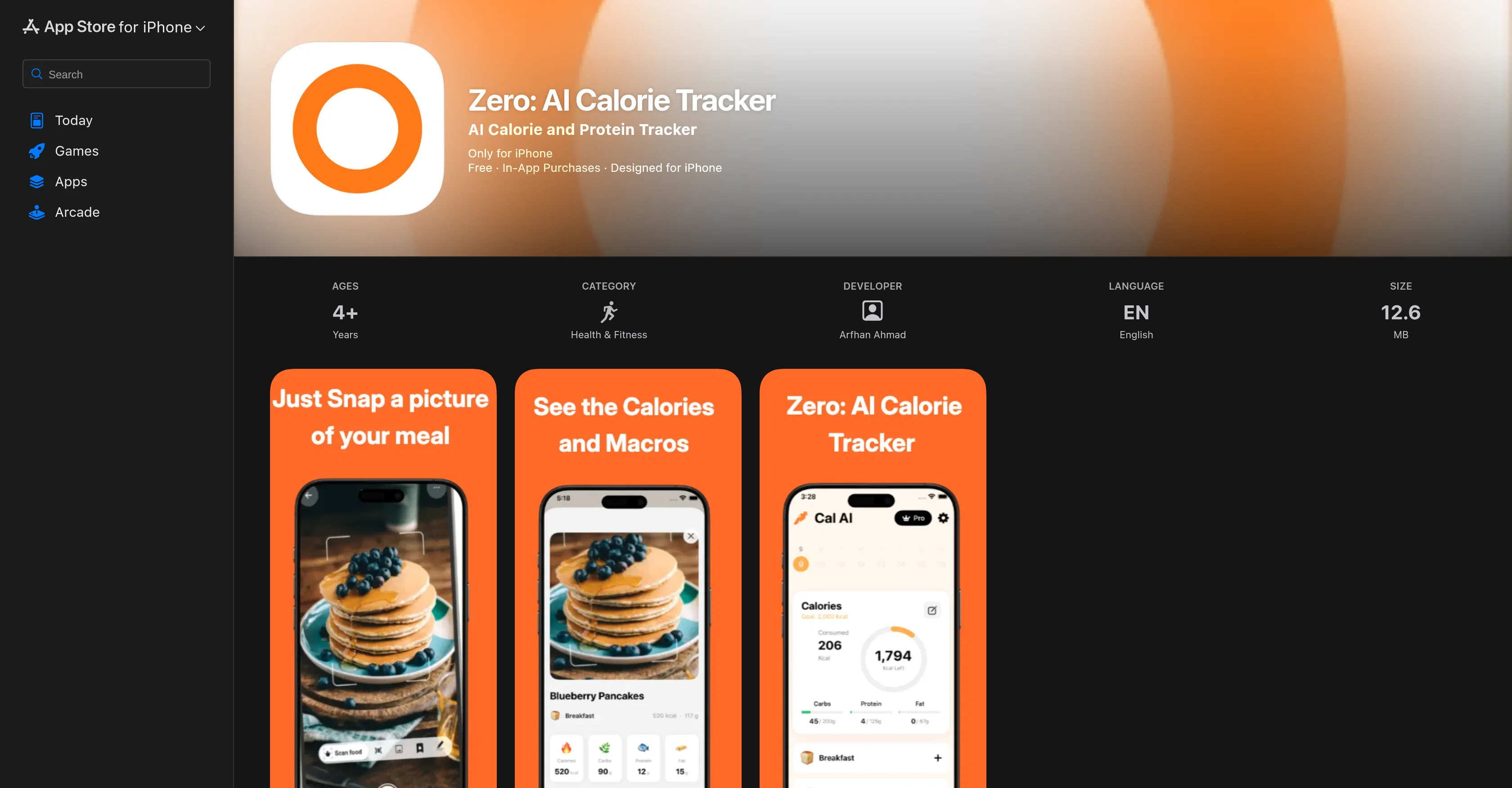 Zero: AI Calorie Tracker screenshot
