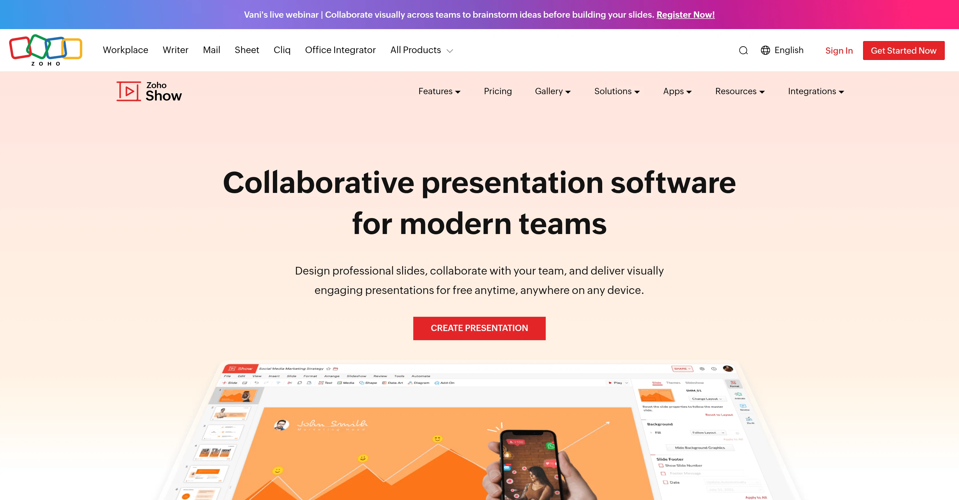 Zoho Show screenshot