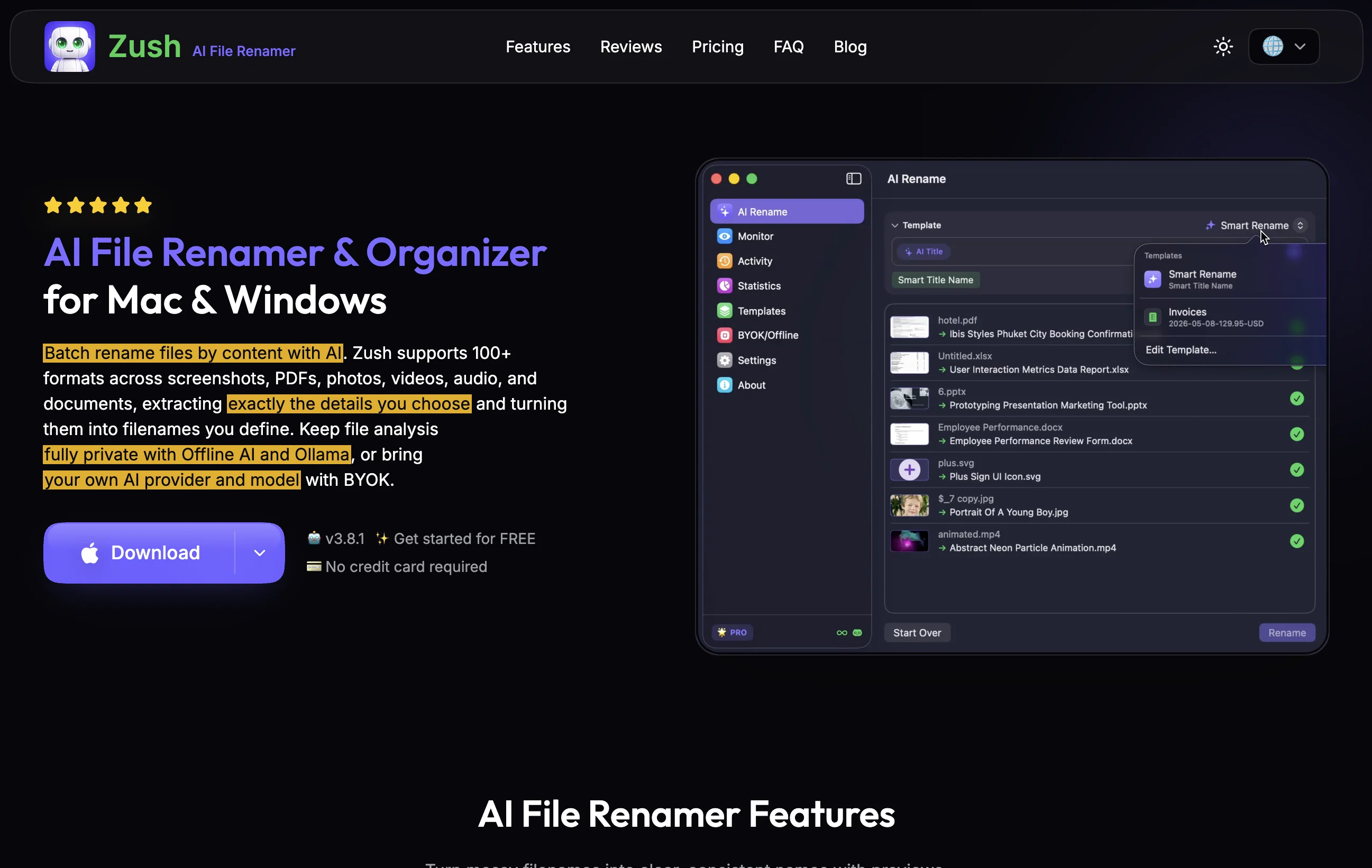 Zush AI File Renamer & Organizer screenshot